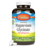Carlson Magnésium Chelaté 200 mg – bouteille, soutien potentiel à l'énergie et au système nerveux