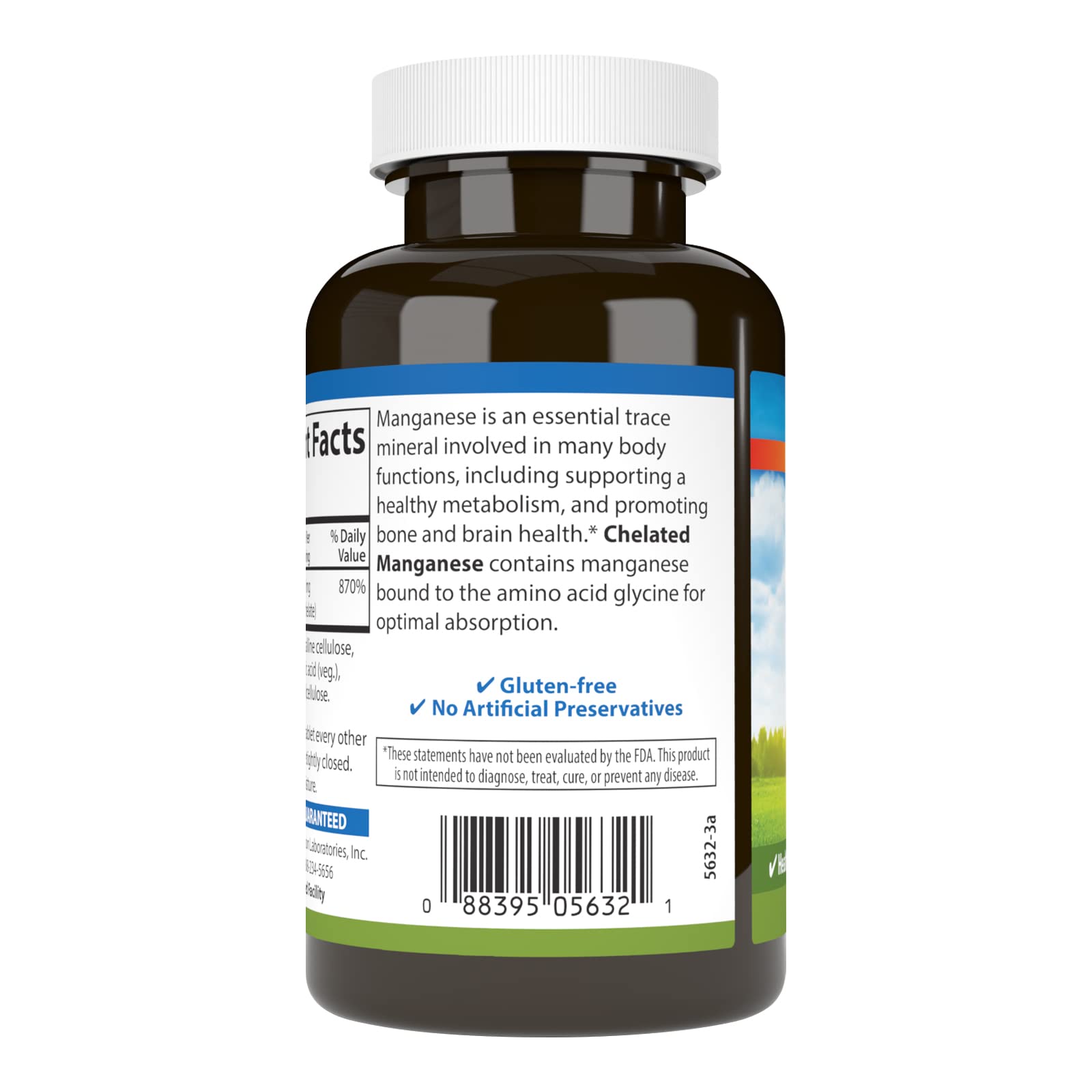 Carlson manganèse chélaté 20 mg — étiquette nette, usage quotidien pratique.