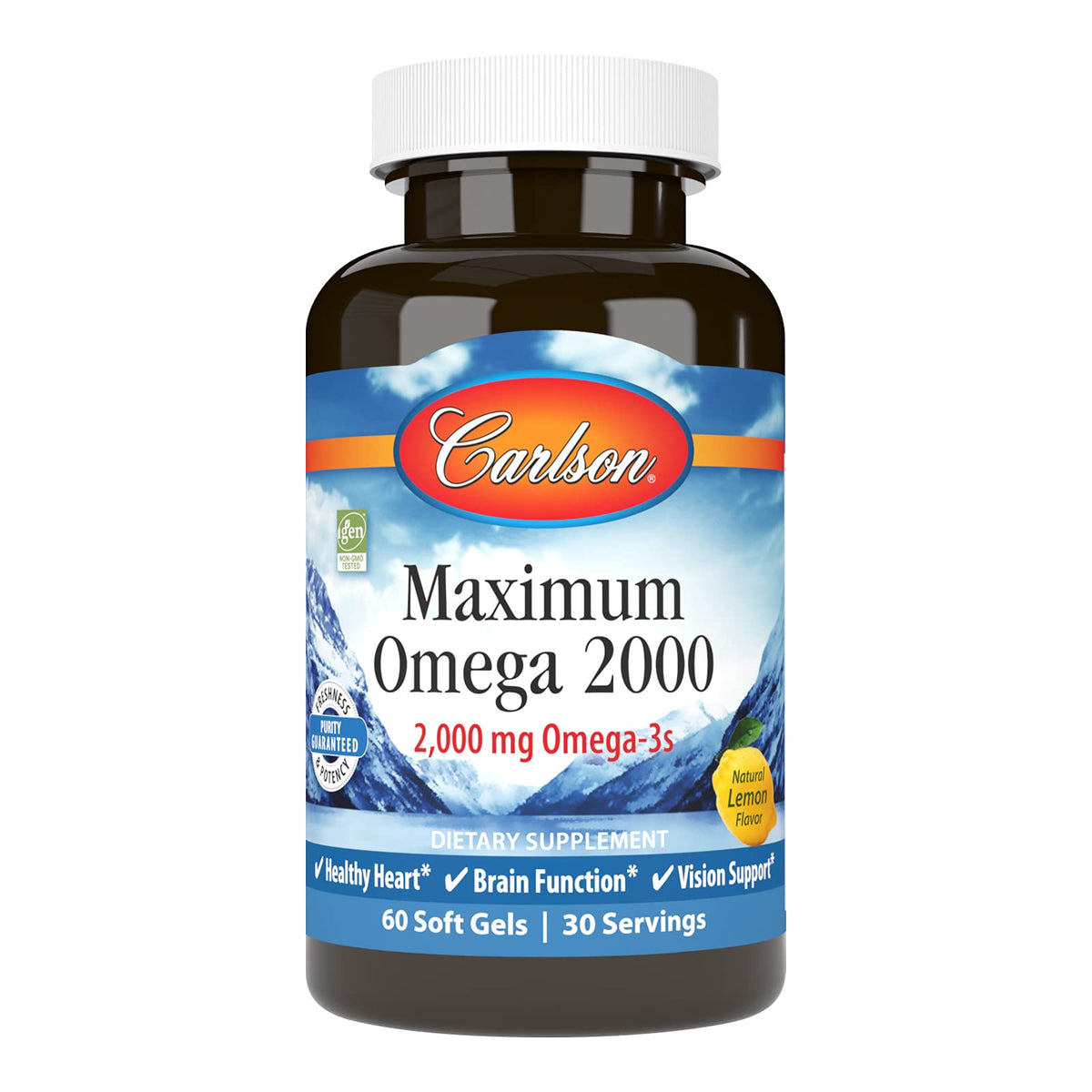 Carlson Maximum Omega 2000 — bouteille citron, gélules pratiques pour votre routine oméga
