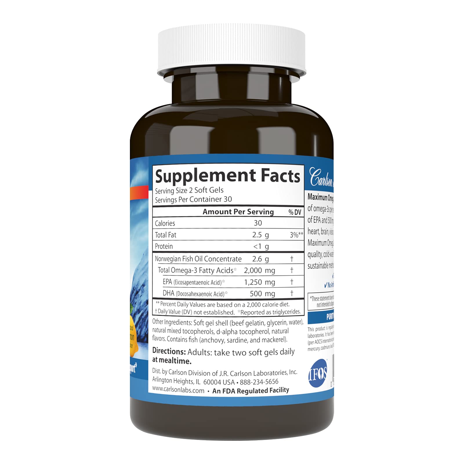 Carlson Maximum Omega 2000 — gelules citron, goût agréable pour une prise quotidienne facile