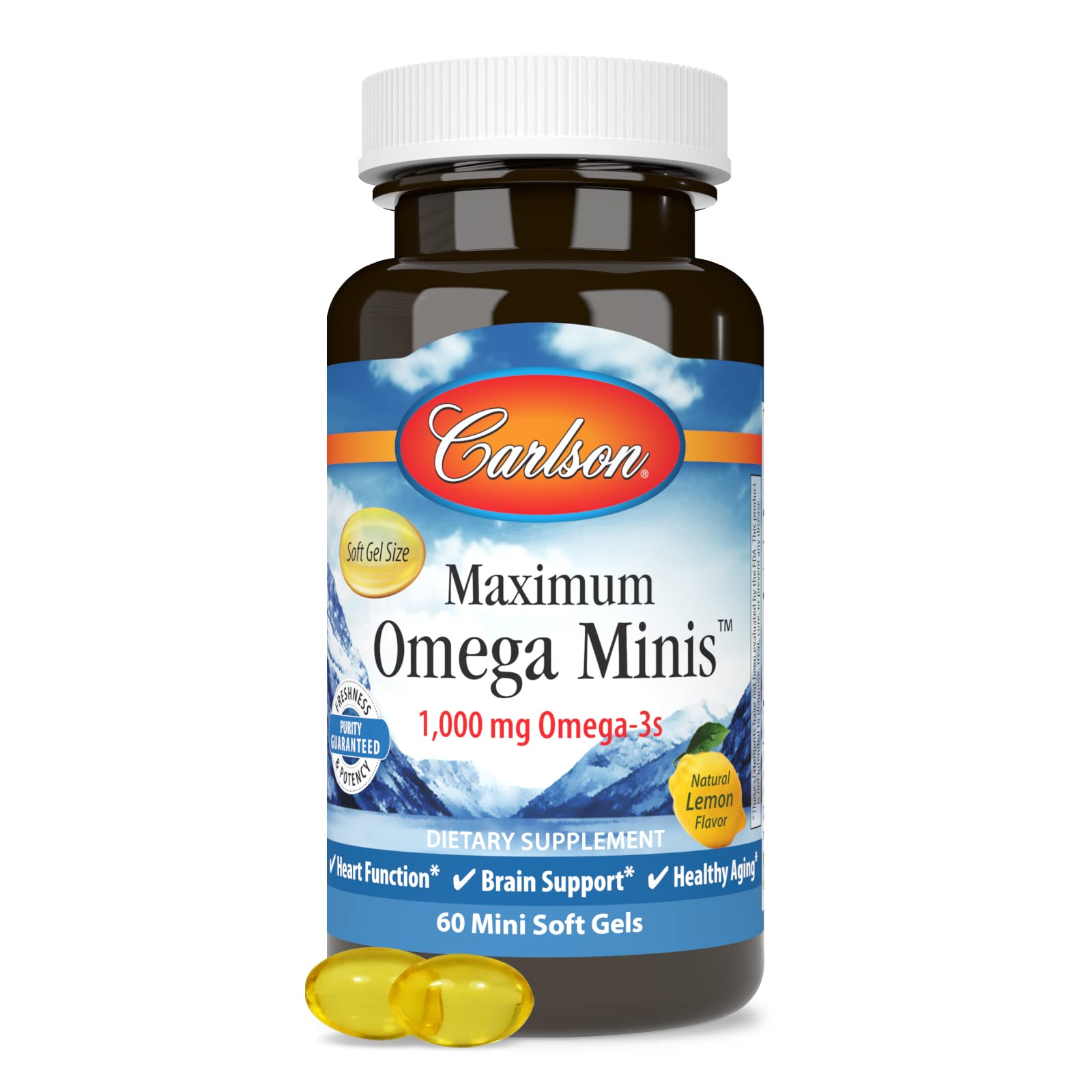 Carlson Maximum Omega Minis - certifications IFOS et IGEN, non-GMO.