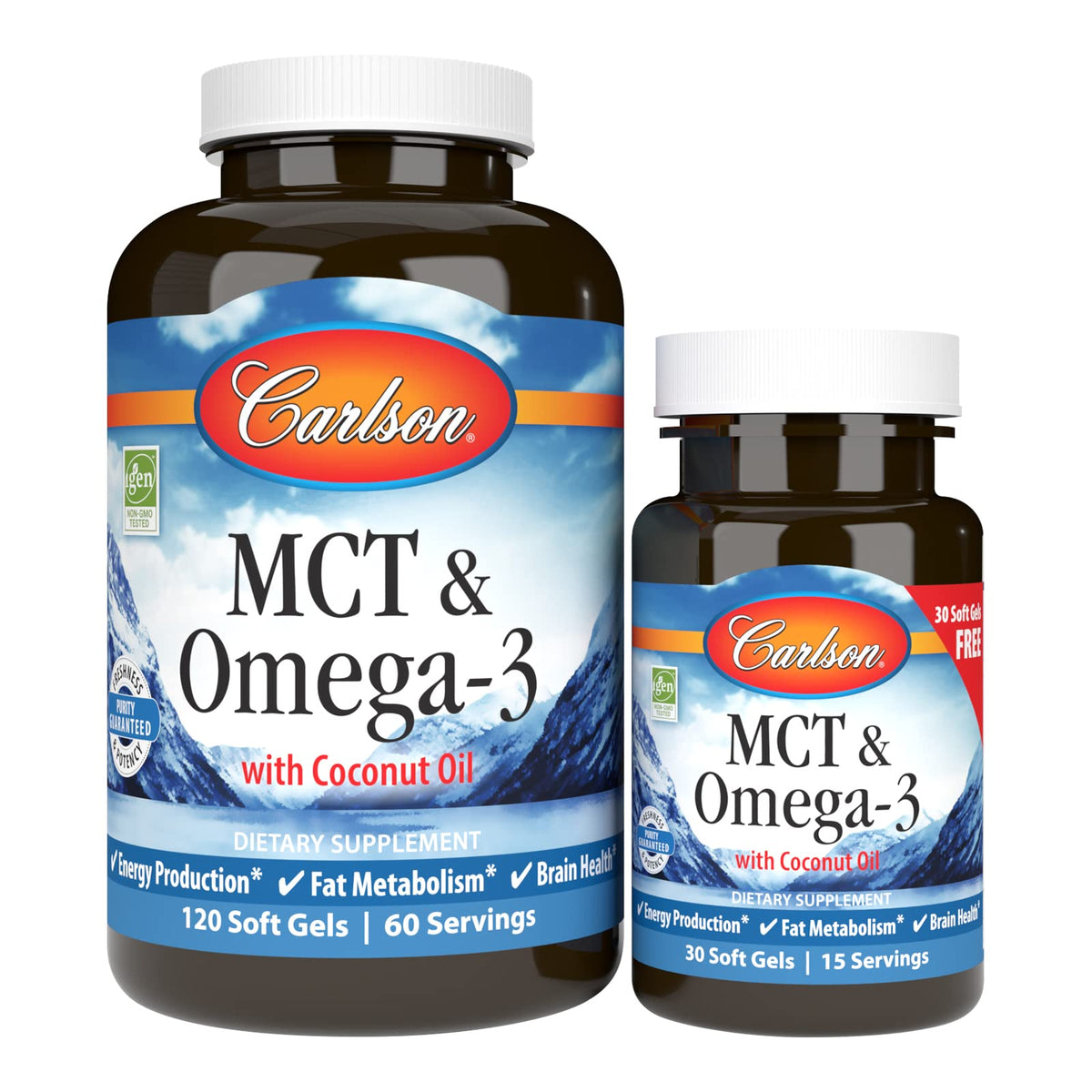 Carlson MCT Omega3 bouteille — source pratique d'énergie et vitalité