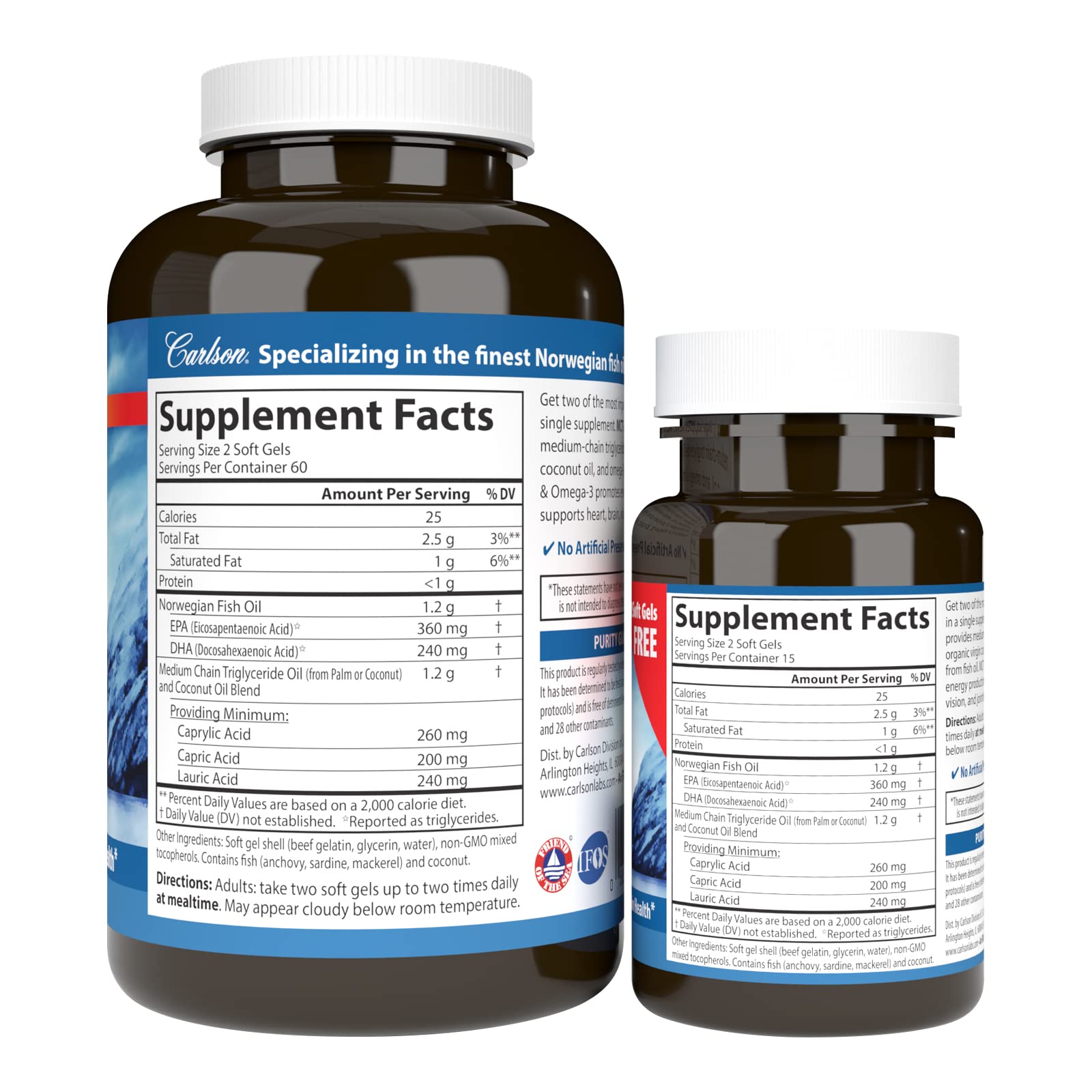 Carlson MCT Omega3 capsules — gélules faciles à intégrer pour énergie durable