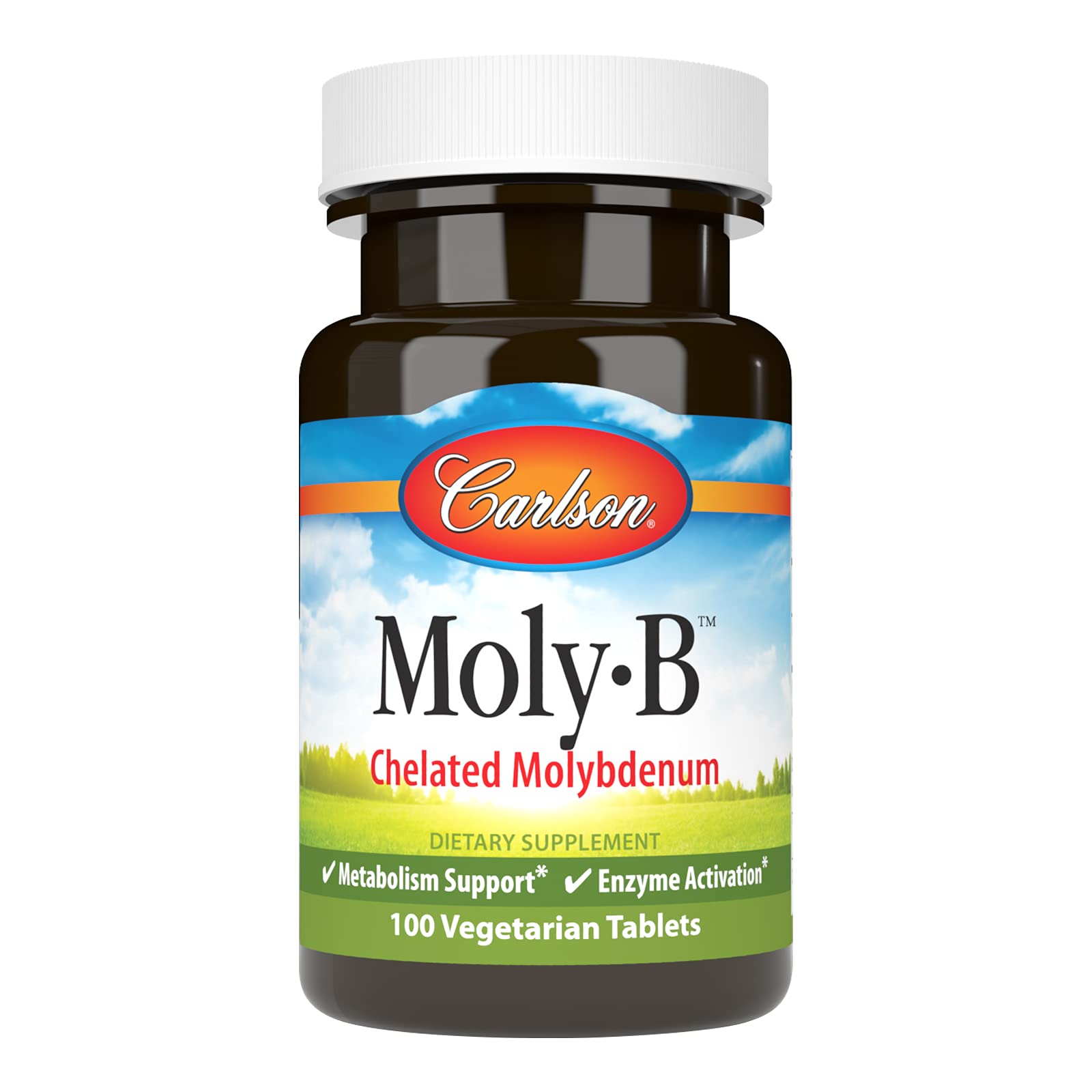 Carlson Moly-B, comprimés végétariens, soutien potentiel au métabolisme des graisses et glucides.