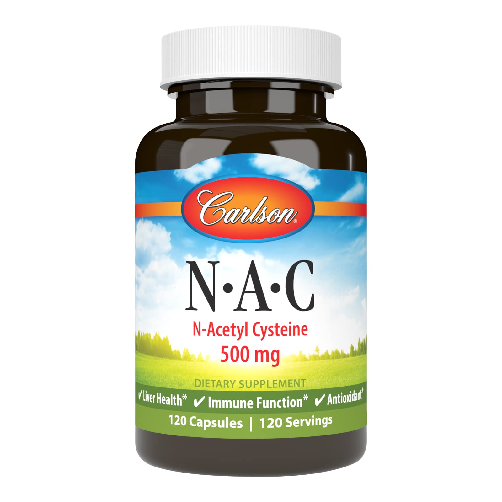 Carlson NAC 500 mg — capsule facile à avaler pour le foie sain.