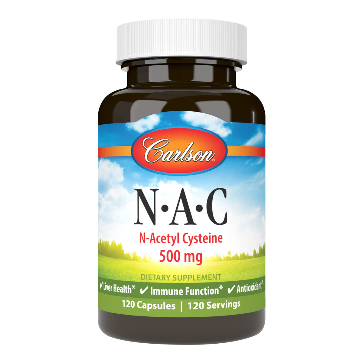Carlson NAC 500 mg — capsule facile à avaler pour le foie sain.