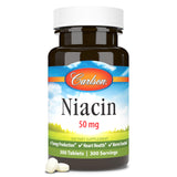 Carlson Niacine 50 mg — bouteille visible soutenant le métabolisme des lipides