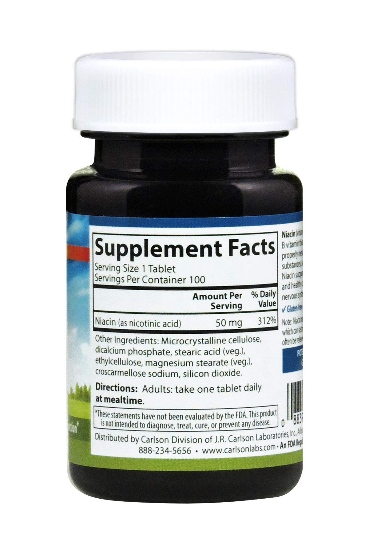Carlson Niacine 50 mg – etiquette, dose claire et qualité affichée