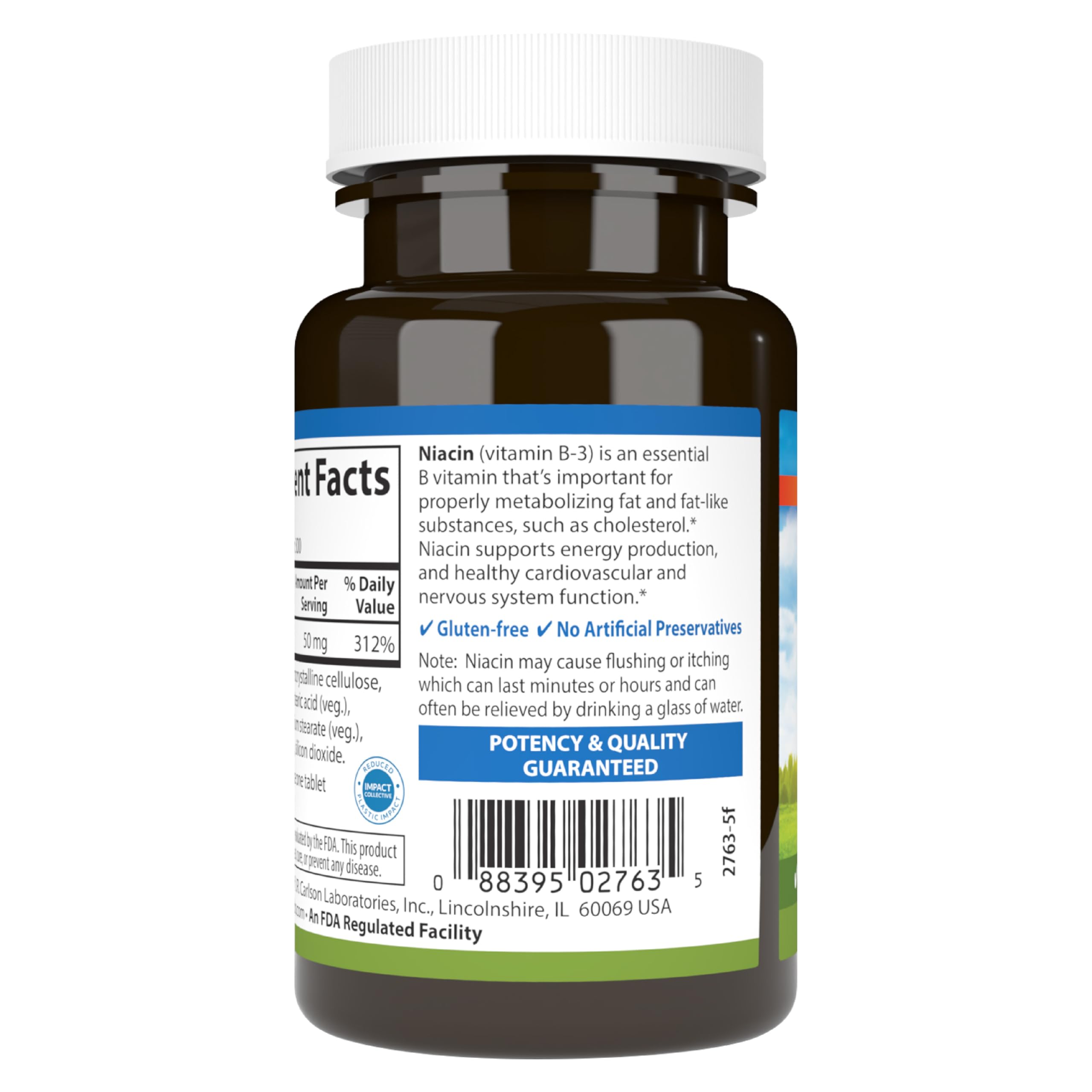 Carlson Niacine 50 mg — flacon pratique avec 300 comprimés