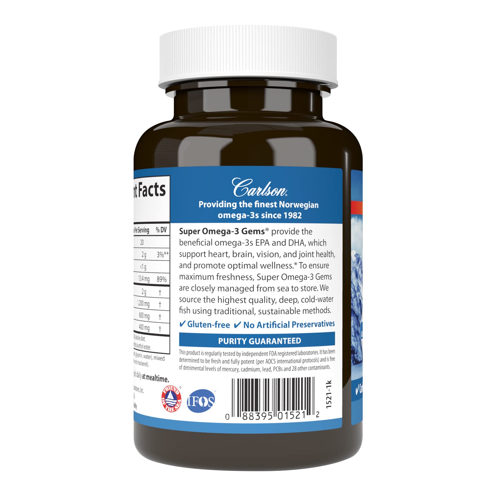 Carlson Super Oméga-3 Gems – EPA et DHA essentiels, source sauvage et durable.