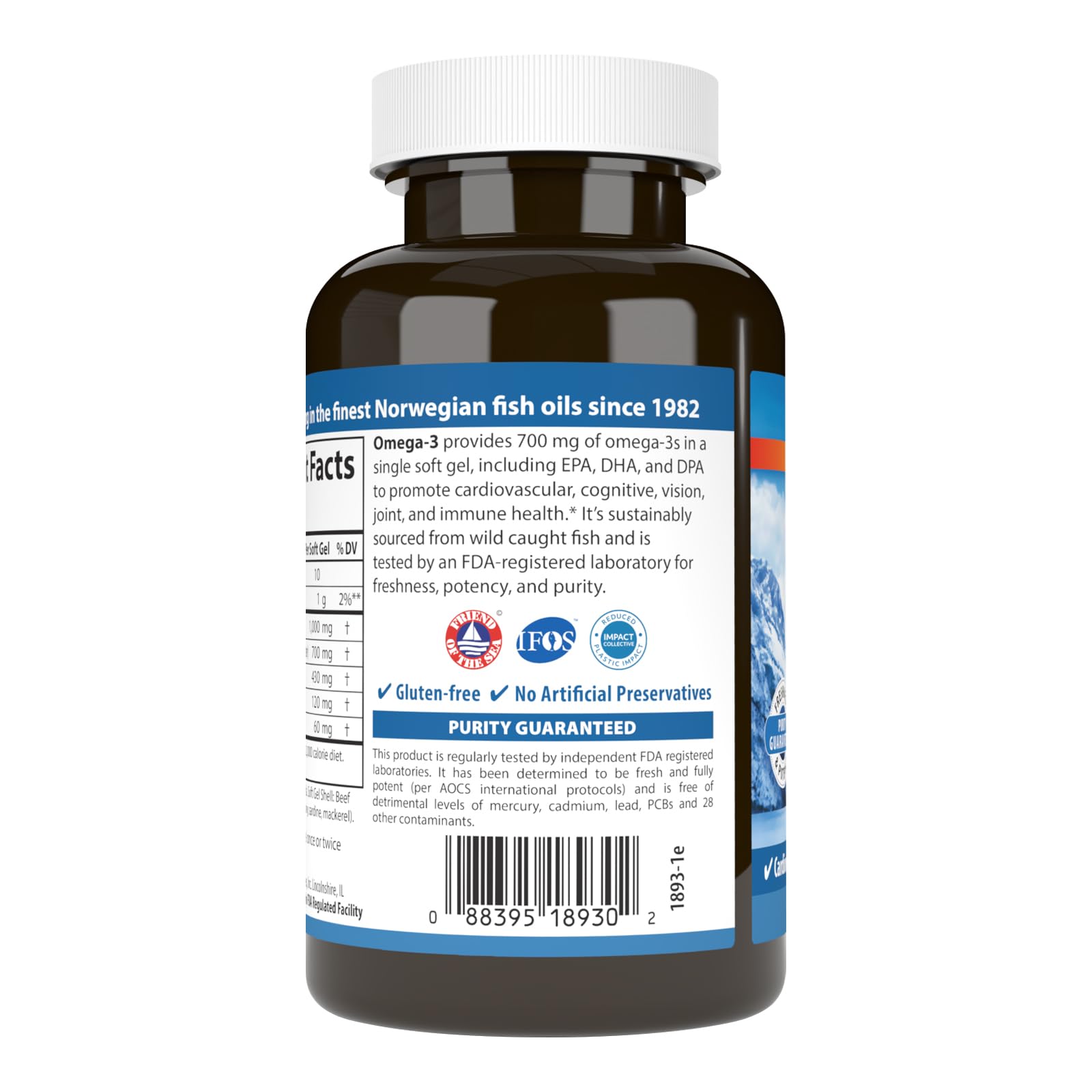Zoom sur les gélules Carlson Omega-3, les contenants faciles à intégrer dans la routine.