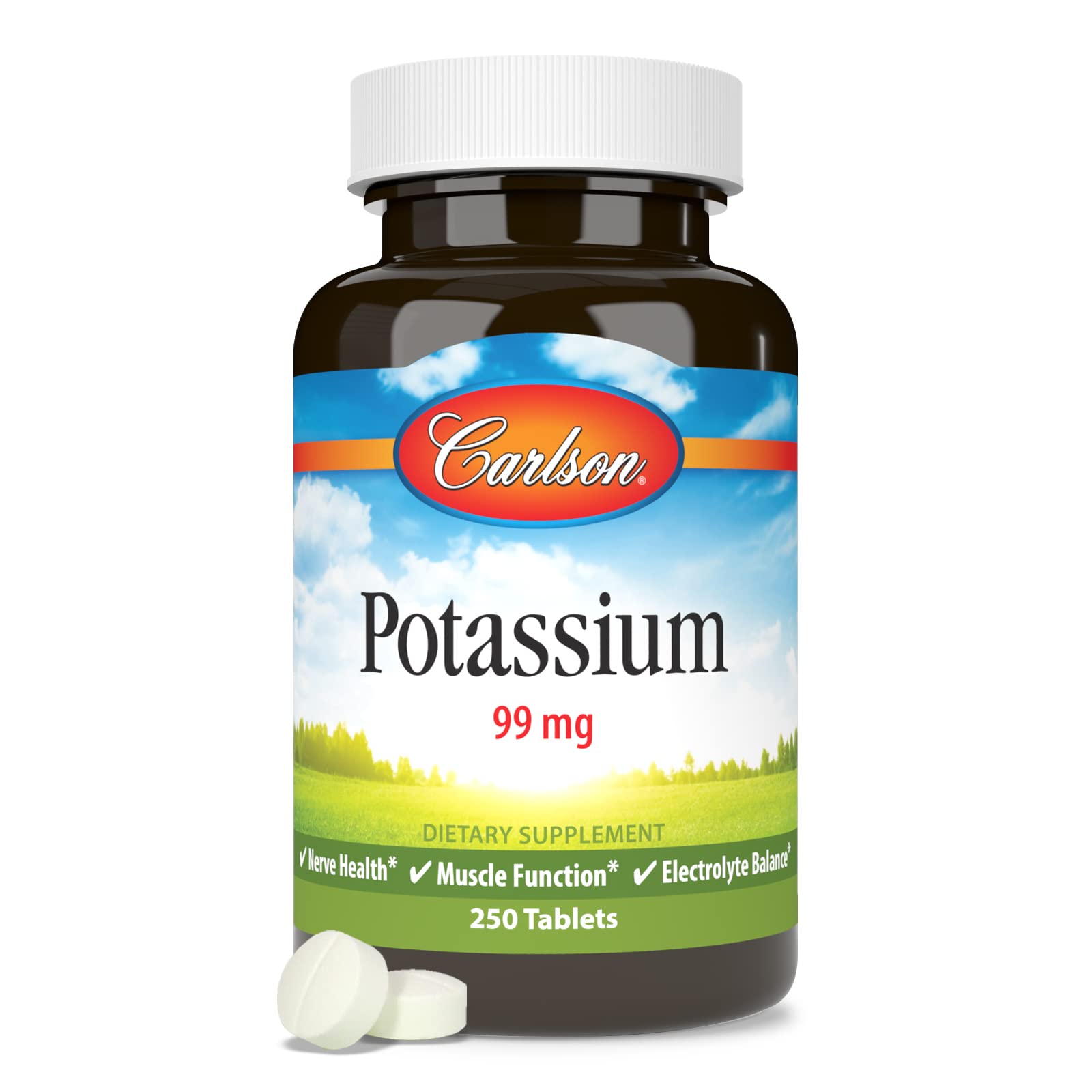 Carlson Potassium, étiquette et emballage, promesse de qualité et fiabilité.