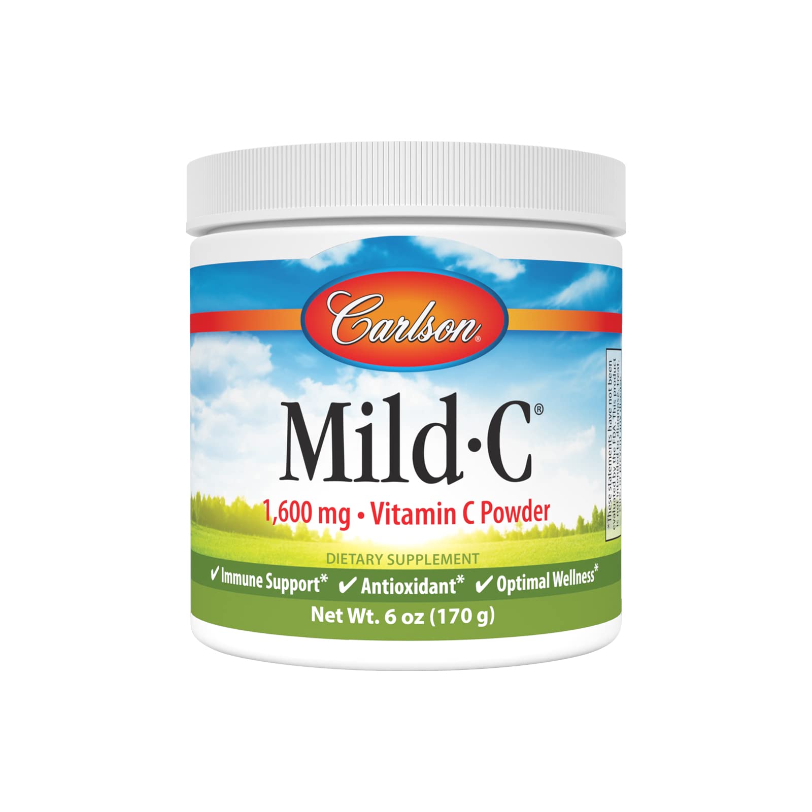 Carlson Mild-C, poudre vitamine C, boîte 170 g idéale dans vos boissons quotidiennes.