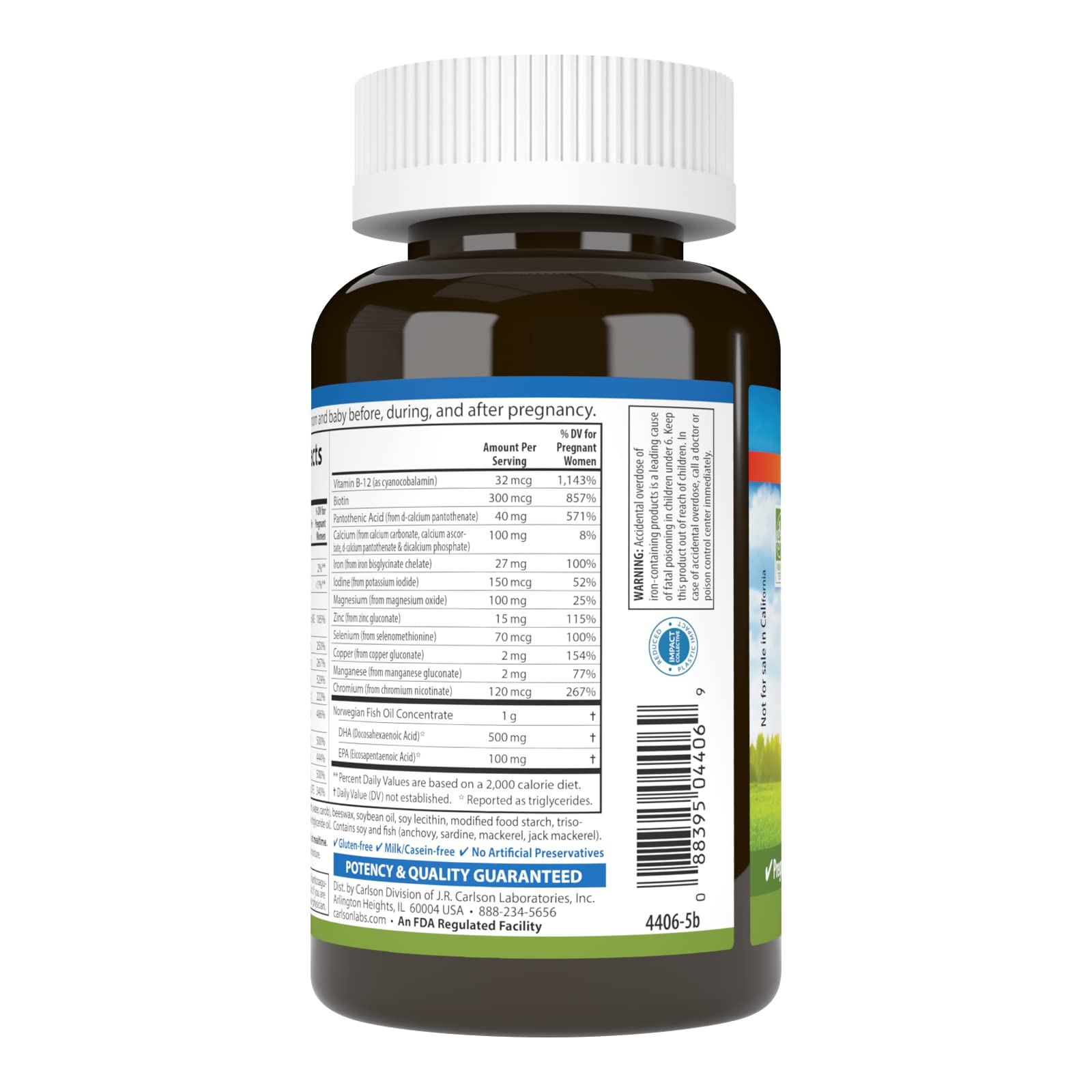 Carlson Prenatal – bouteille, format pratique pour la santé prénatale.