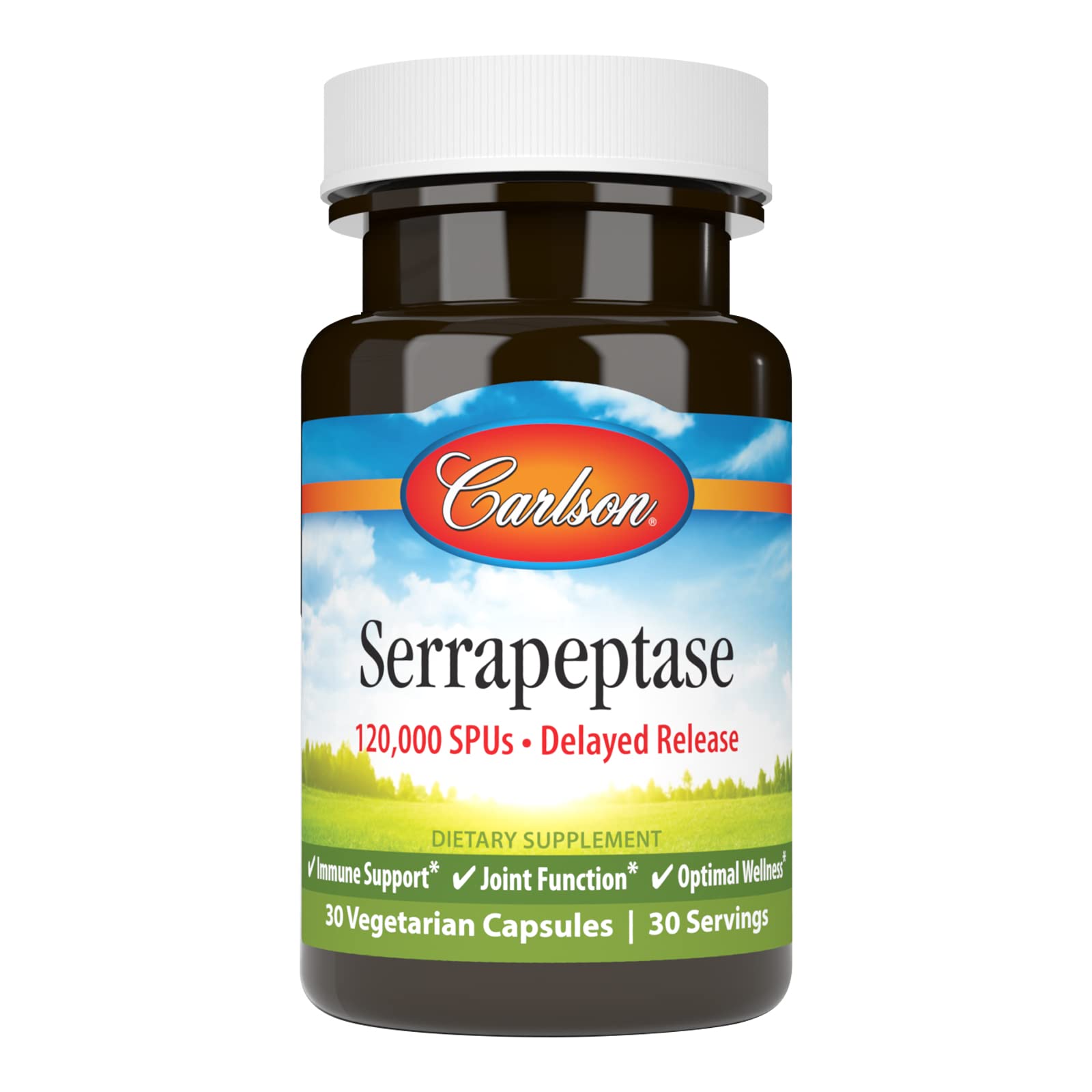Carlson Serrapeptase capsules délai-release pour un soutien immunitaire potentiel.