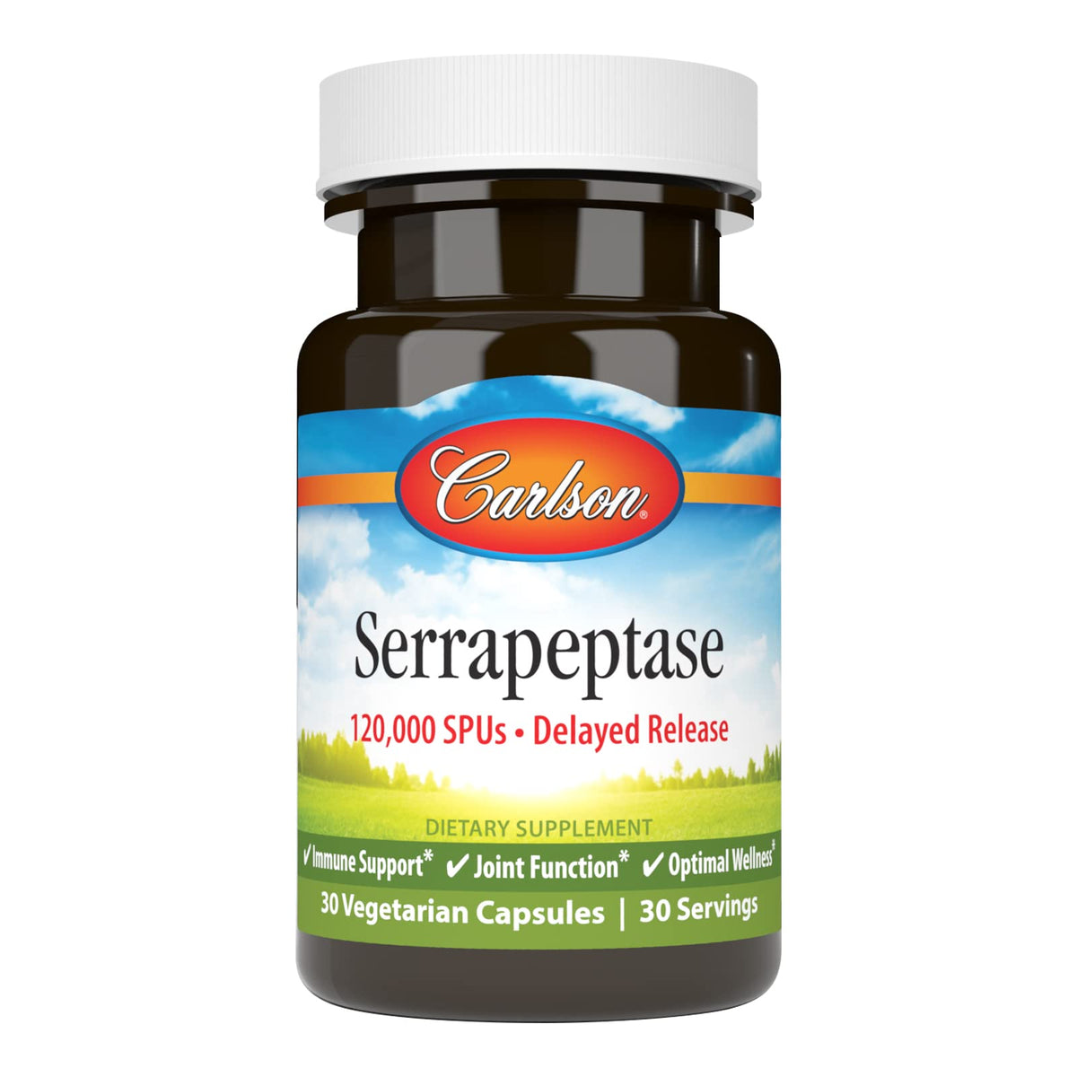 Carlson Serrapeptase capsules délai-release pour un soutien immunitaire potentiel.