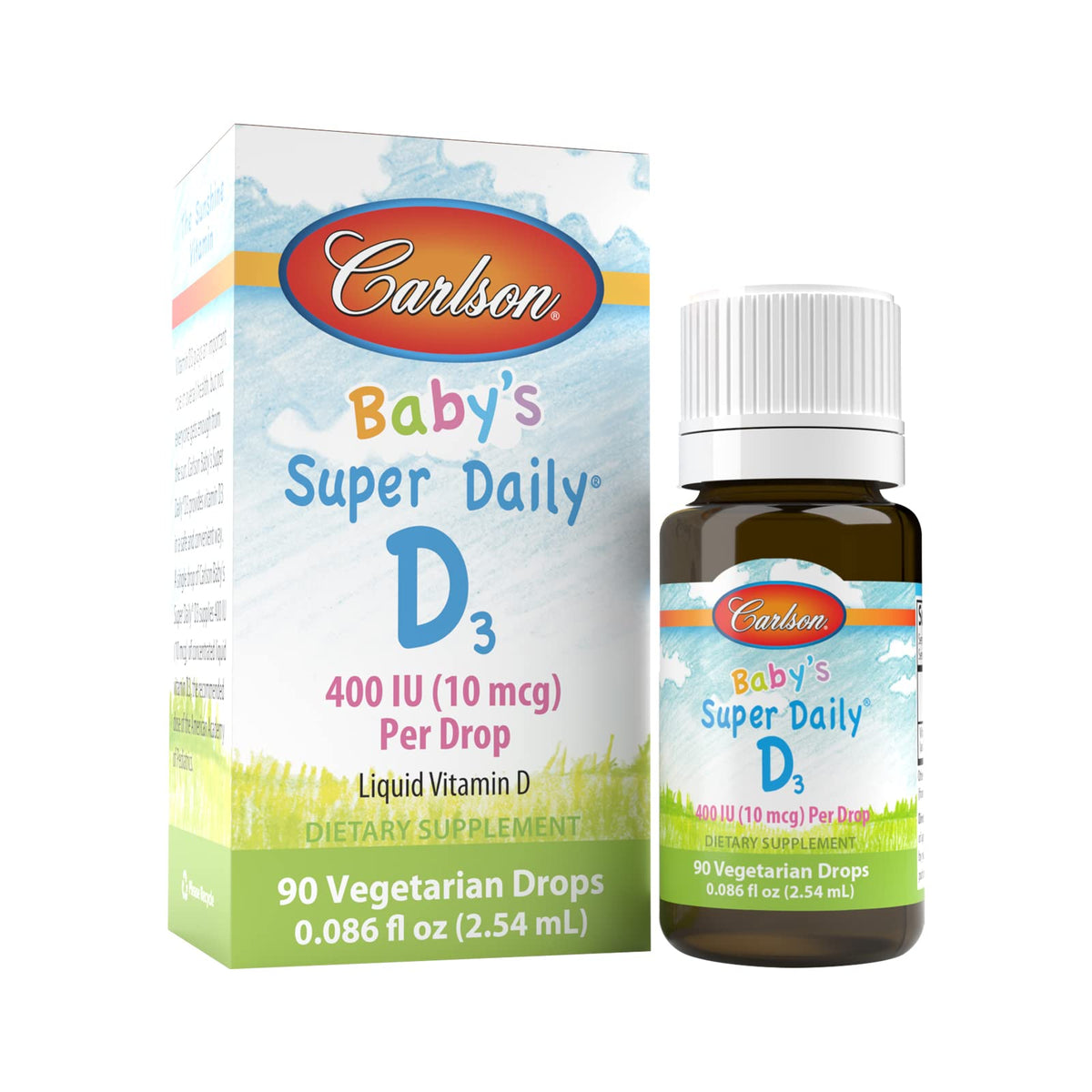 Carlson Super Daily D3 pour bébé — flacon pratique pour administration facile.