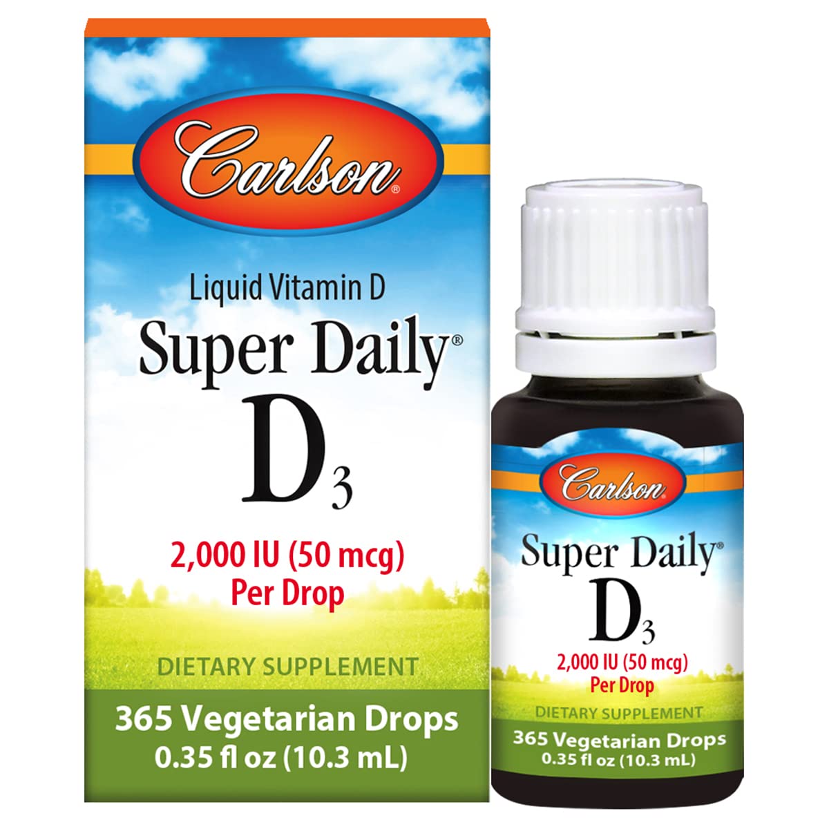 Carlson Super Daily D3 – bouteille prête pour soutenir les os et le système immunitaire.