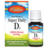 Carlson Super Daily D3 – bouteille prête pour soutenir les os et le système immunitaire.