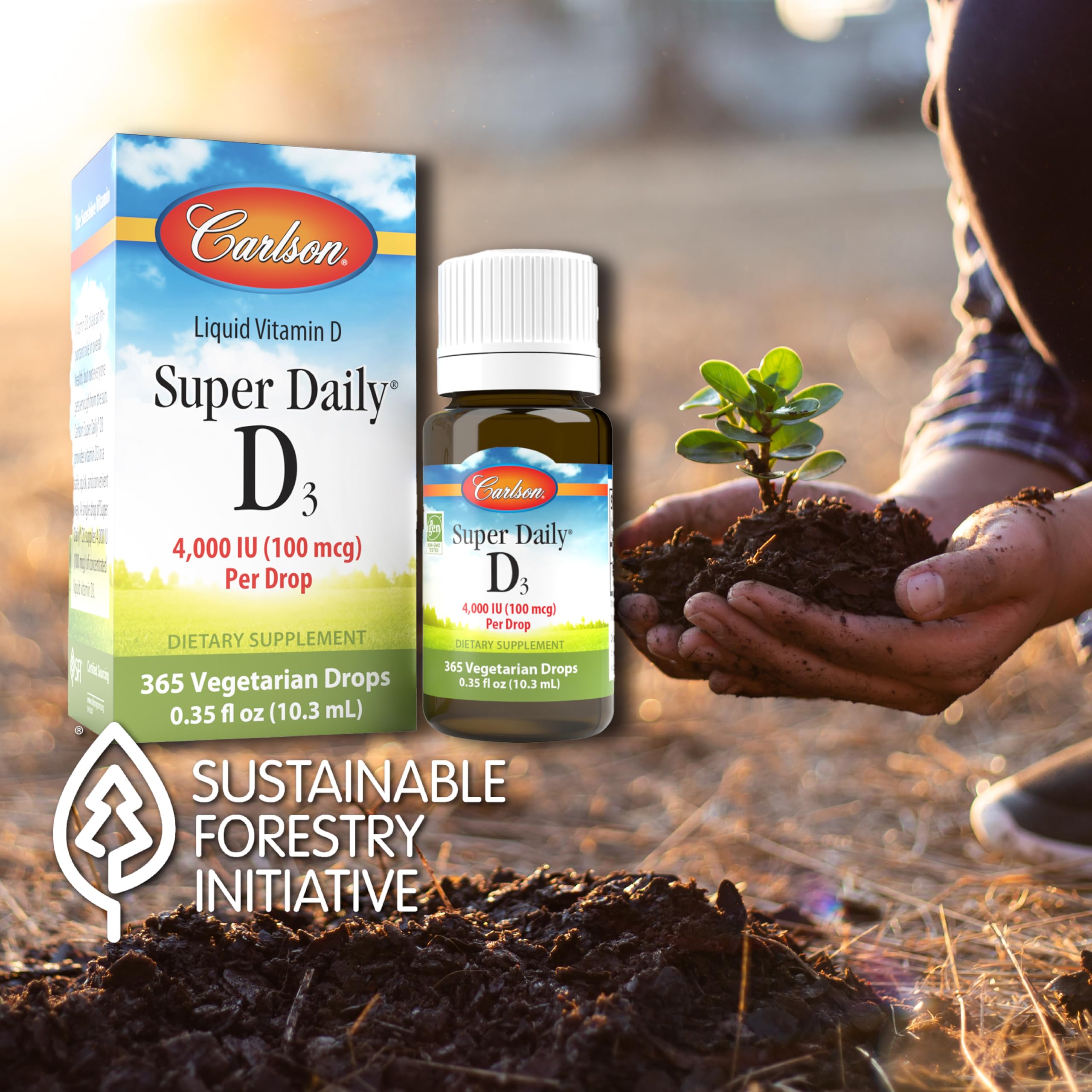 Carlson Super Daily D3 dosage-precis, administration simple et pratique.