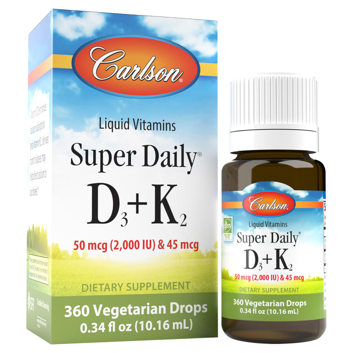 Carlson D3+K2 Quotidien - bouteille: soutien des os et dents.