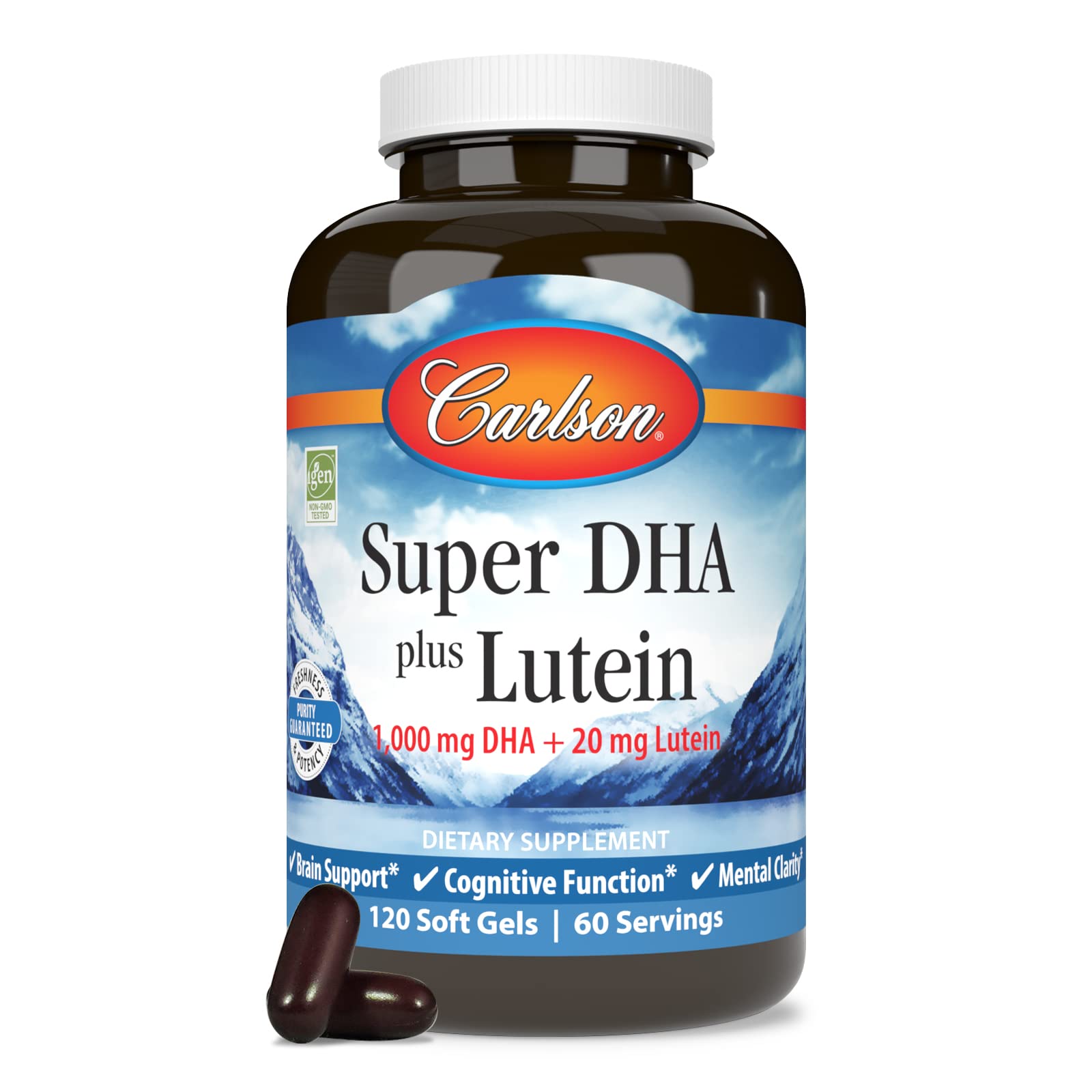 Carlson Super DHA Plus Lutéine – boîte et emballage visibles.