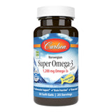 Carlson Super Omega-3 Gems : capsules molles dans une bouteille pour soutenir la santé cardiaque.
