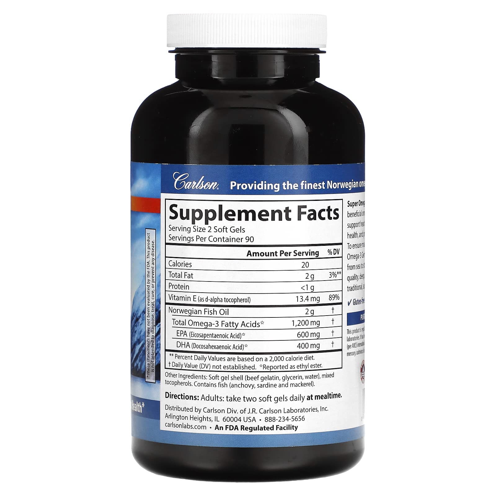 Carlson Super Omega-3 Gems – capsules molles, usage quotidien pour l'apport en oméga-3.