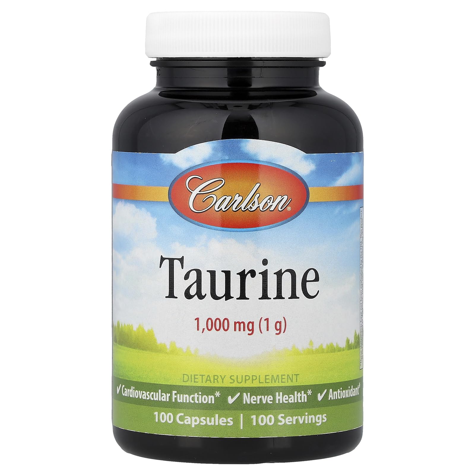 Carlson Taurine – bouteille, soutien nerveux et routine quotidienne.