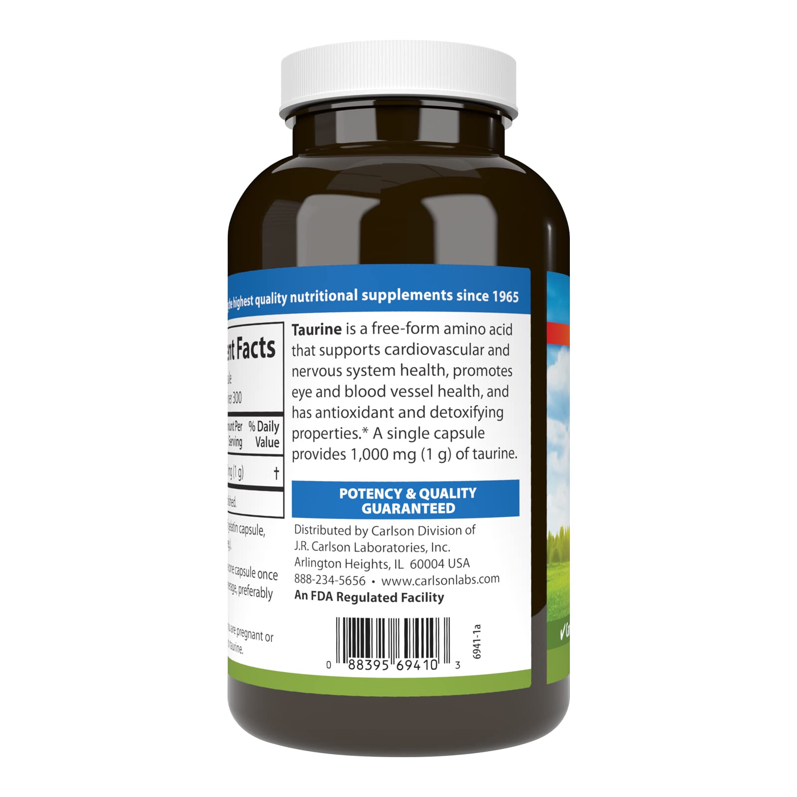 Carlson Taurine: capsules prêtes à l’ingestion pour usage quotidien.