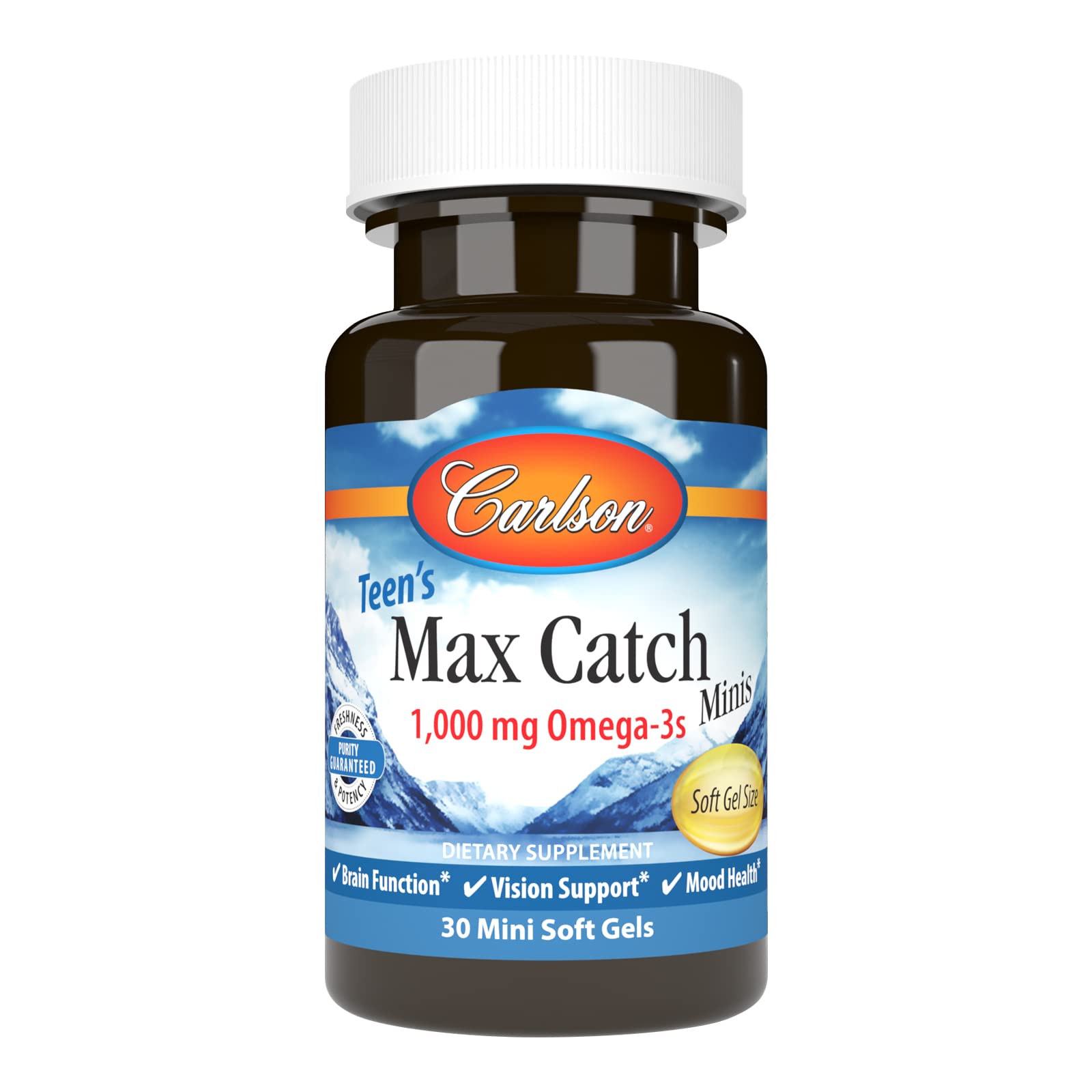 Carlson Teen Max Catch Minis – bouteille, soutien potentiel de l'humeur et du bien-être.