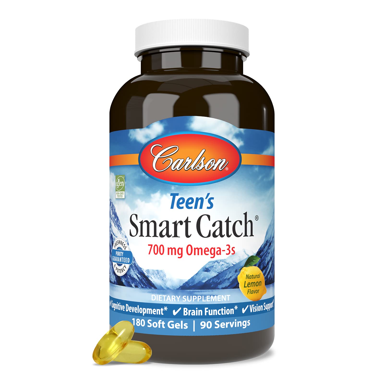 Carlson Smart Catch pour adolescents — bouteille citron, goût frais et routine pratique.