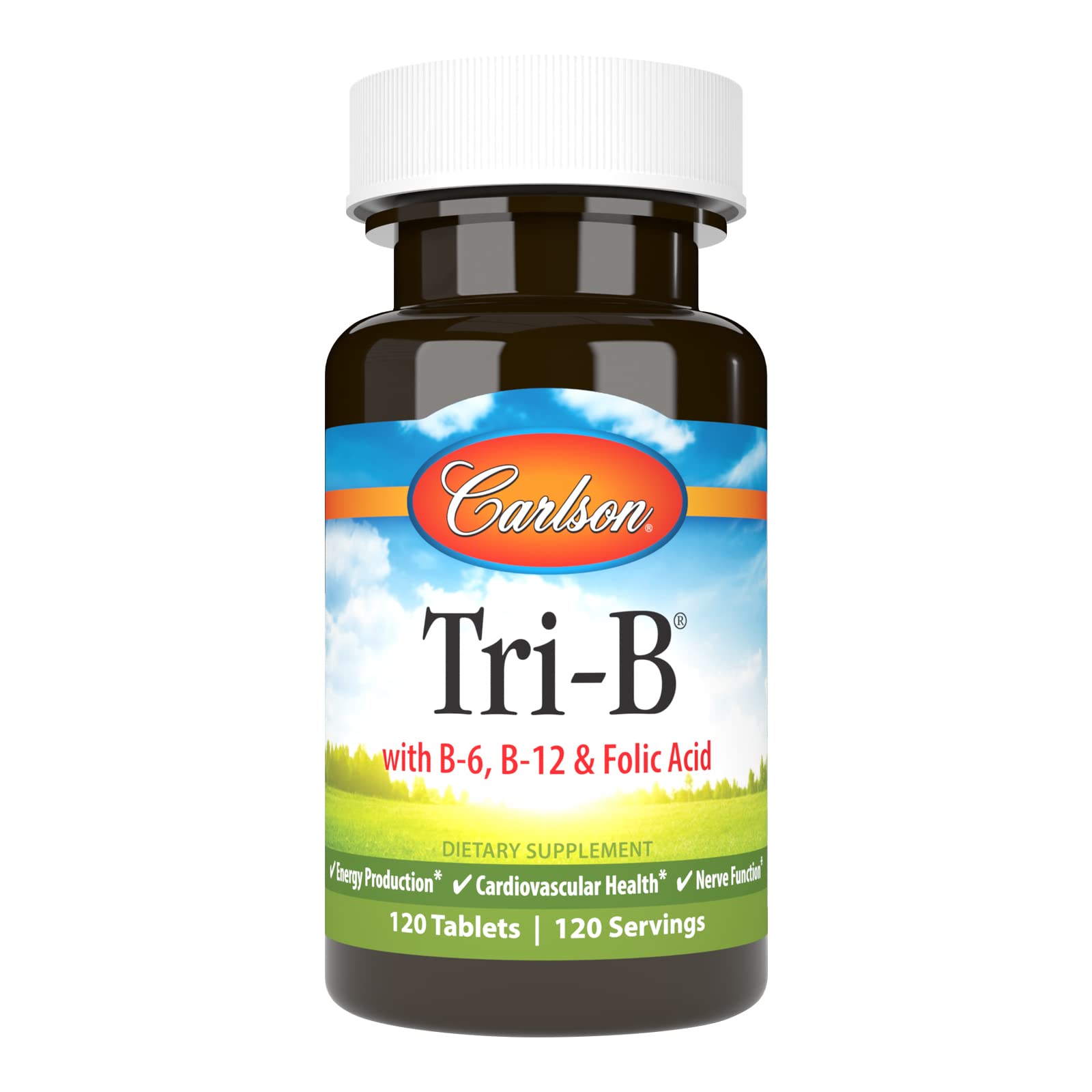 Carlson Tri-B, boîte-pilules pour un apport quotidien en vitamines B.