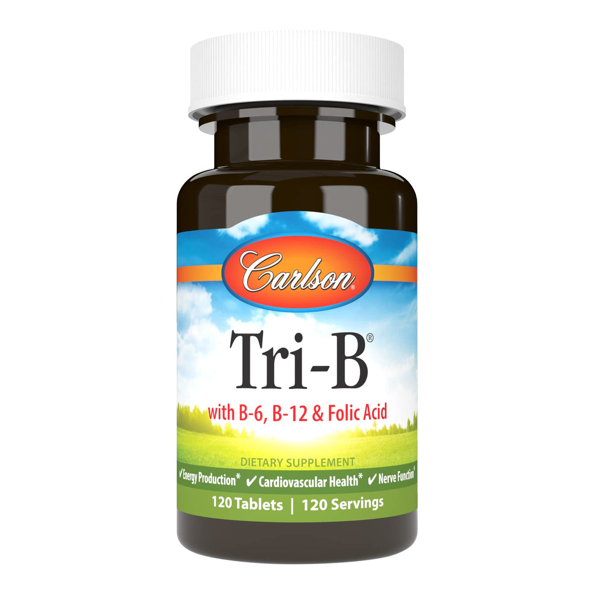 Carlson Tri-B, boîte-pilules pour un apport quotidien en vitamines B.