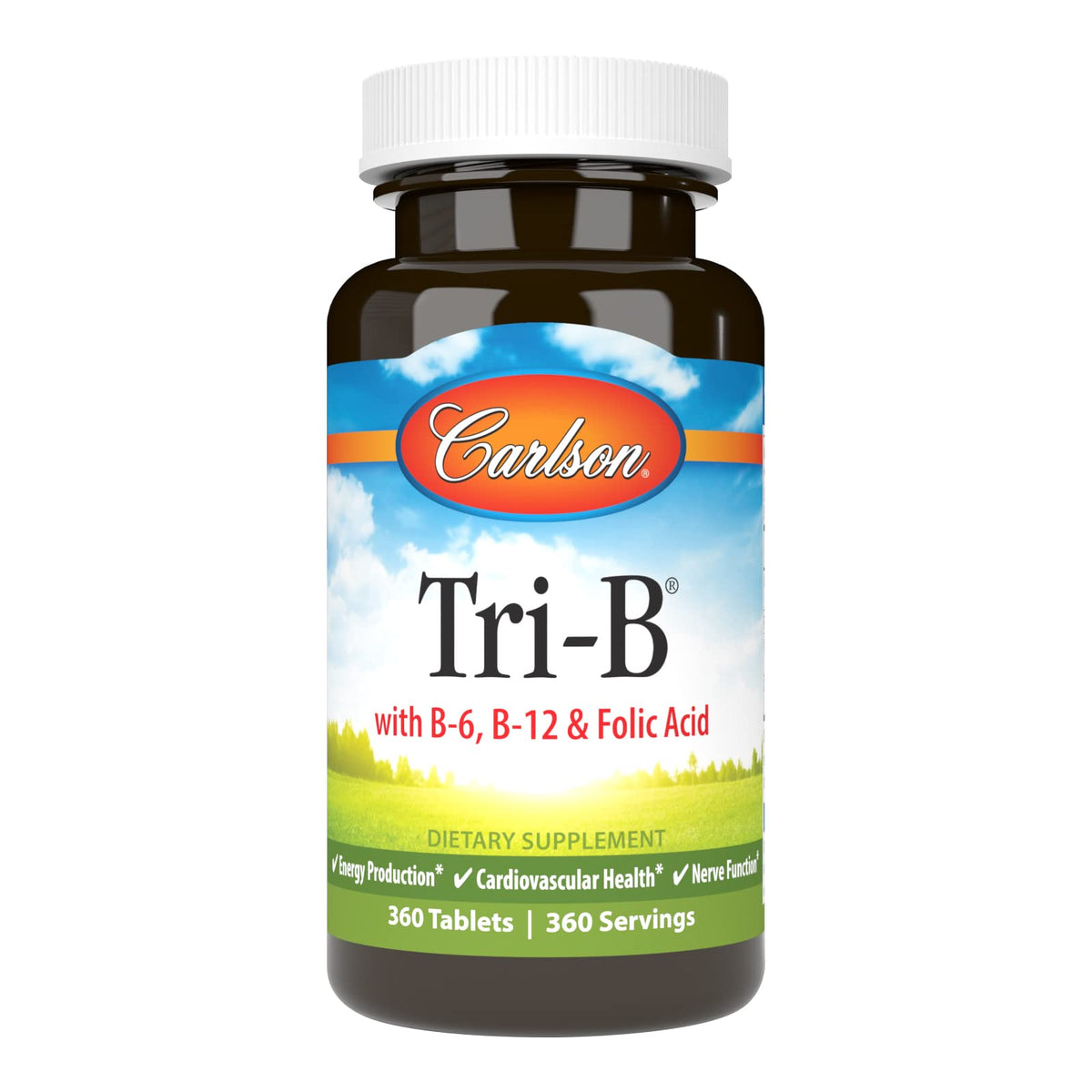 Carlson Tri-B comprimés sur table pour énergie quotidienne et bien-être.