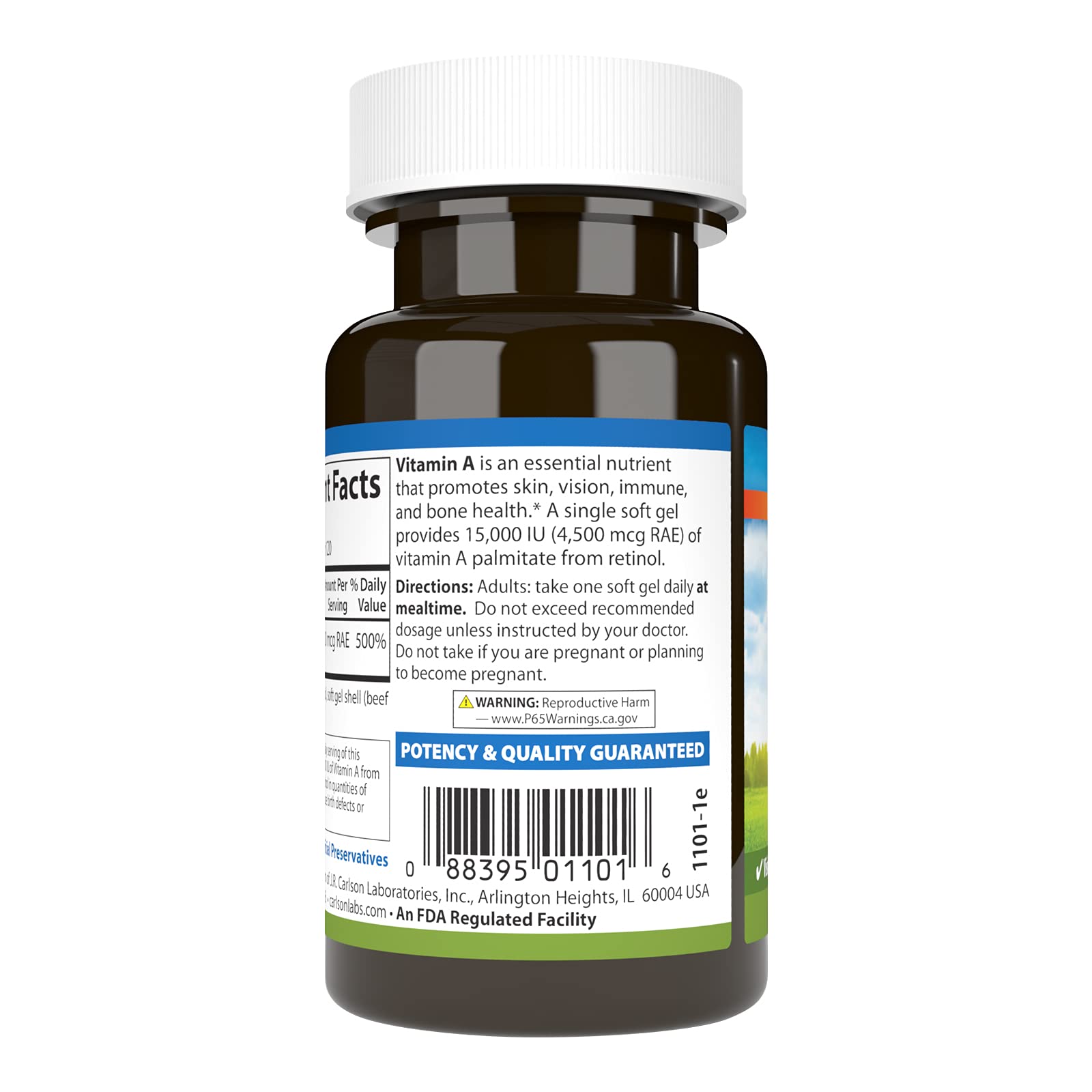 Carlson vitamine A palmitate – image de la vitamine, soutien à l’adaptation à la lumière.