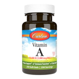 Carlson vitamine A, bouteille, capsules molles, suggérant un soutien potentiel à la vision.