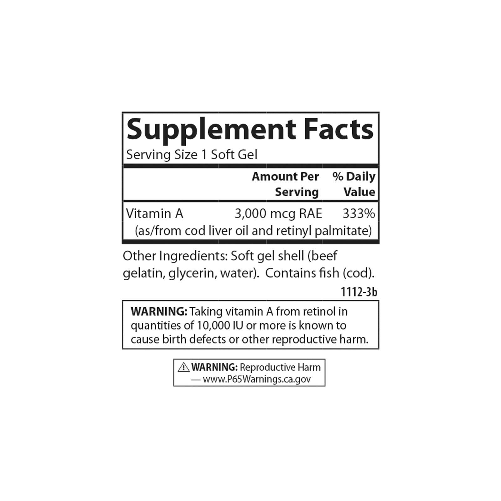 Carlson vitamine A, gros plan sur l'etiquette, promesse de dosage précis.