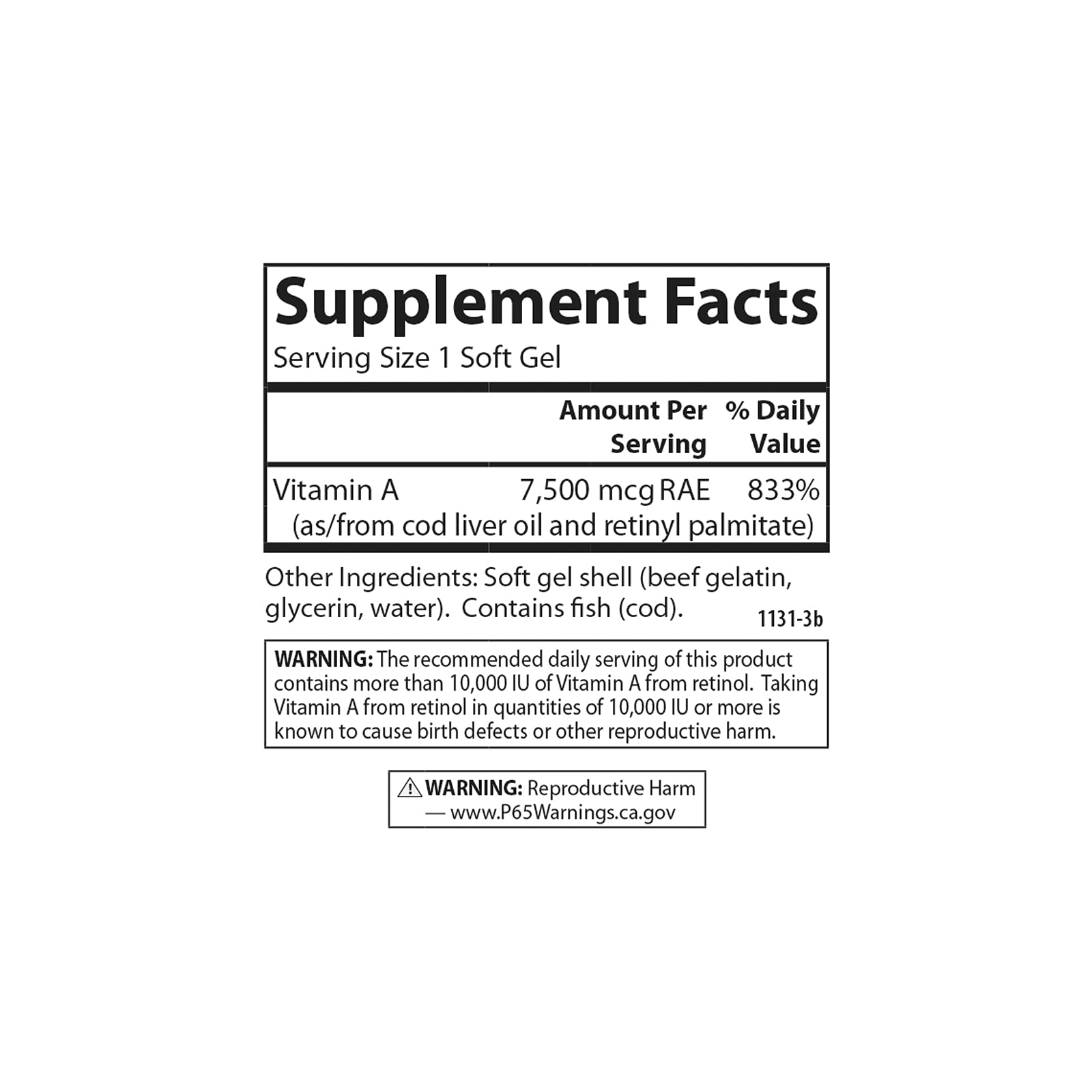 Emballage Carlson Vitamine A avec details de dosage et qualite