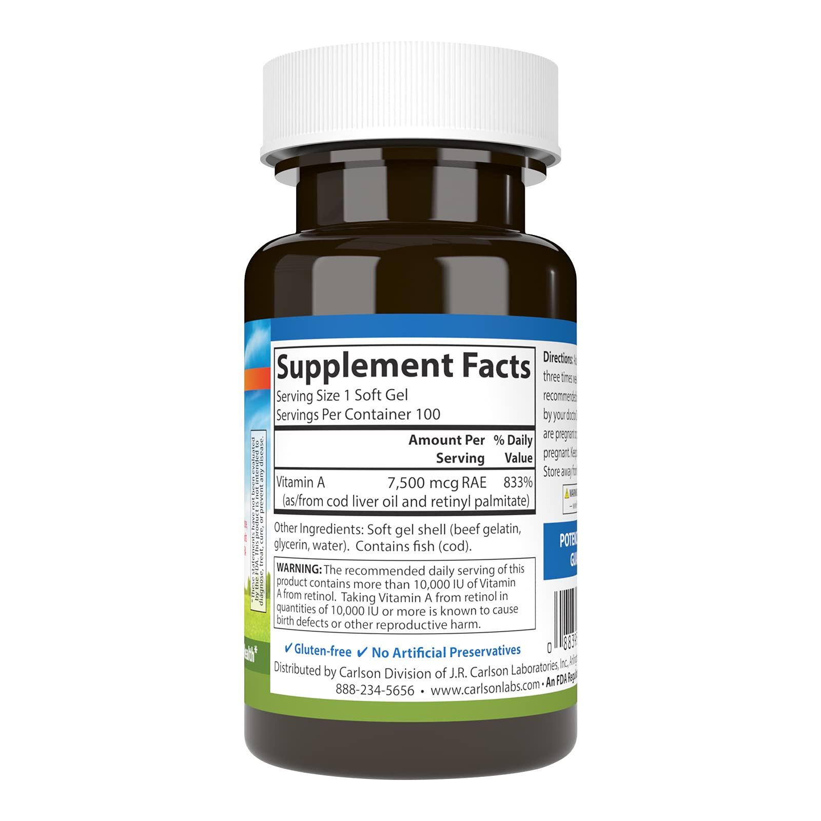 Carlson Vitamine A gelules dosage quotidien facile a prendre