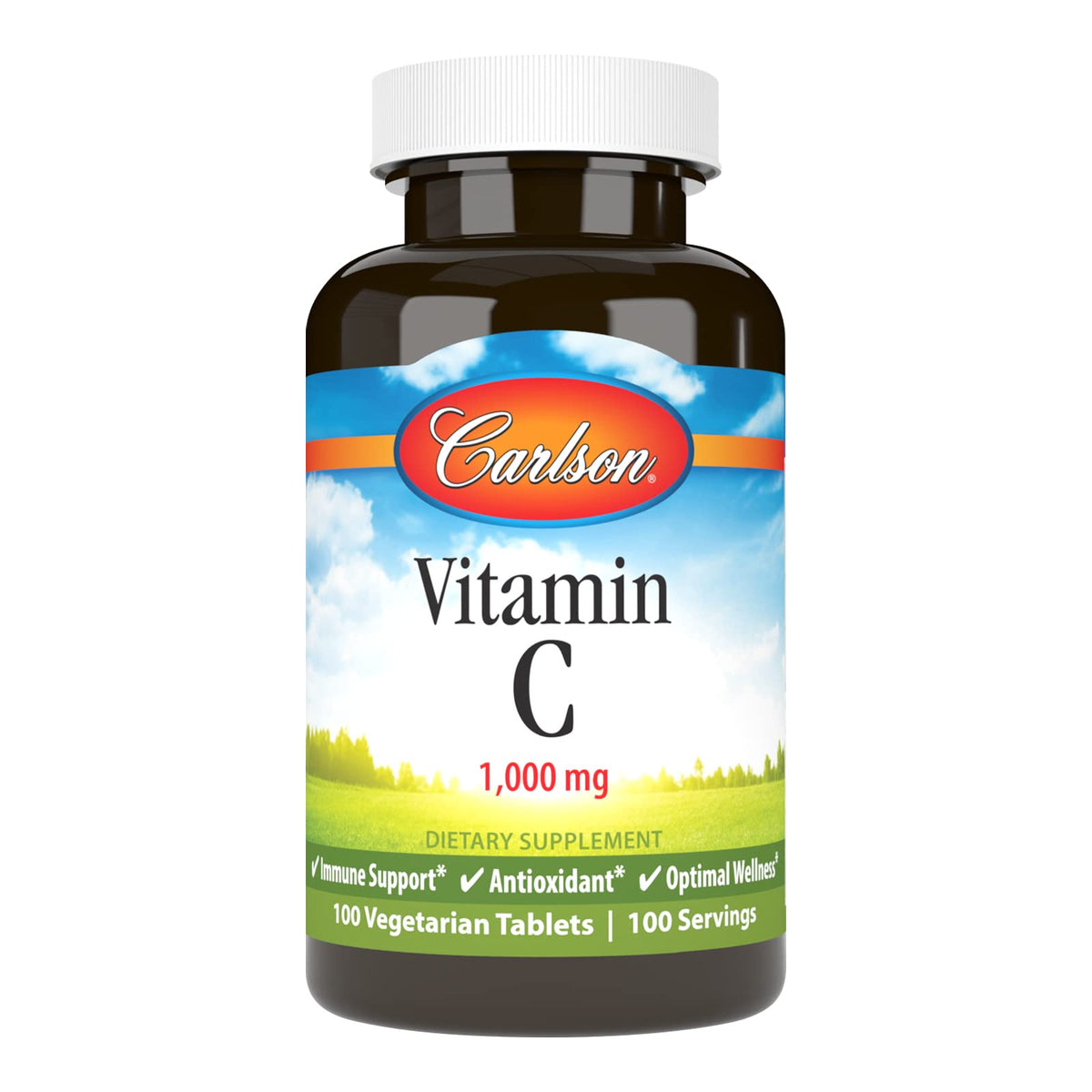 Carlson vitamine C 1000 mg – bouteille pratique pour une supplémentation quotidienne.