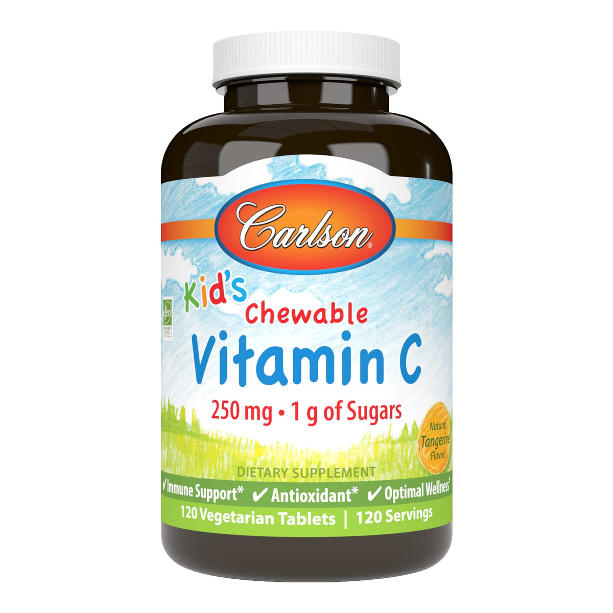 Carlson Vitamine C enfant gomme Tangerine dans une bouteille, soutien immunitaire potentiel