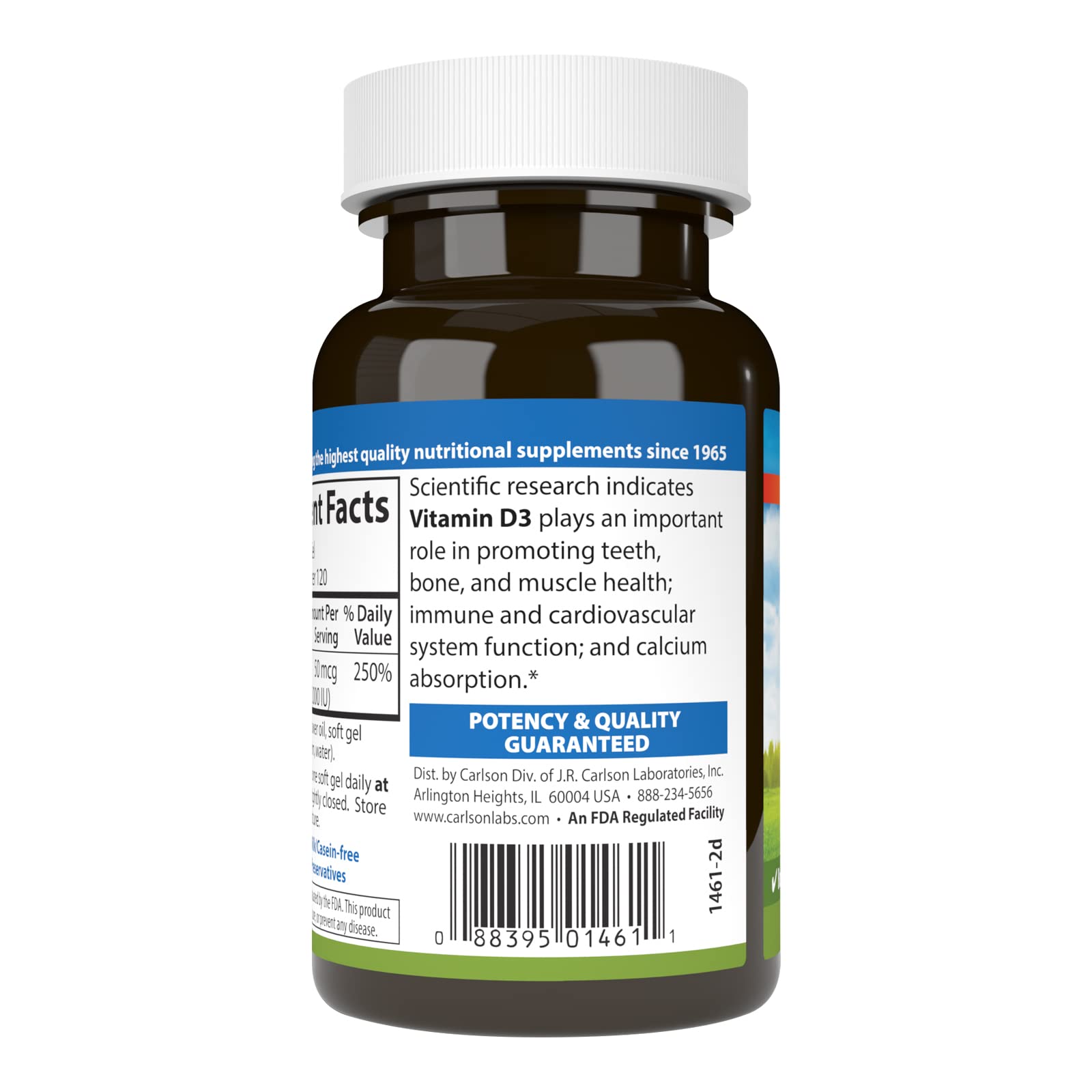 Carlson vitamine D3 2000 UI – soutien quotidien des os et du muscle.