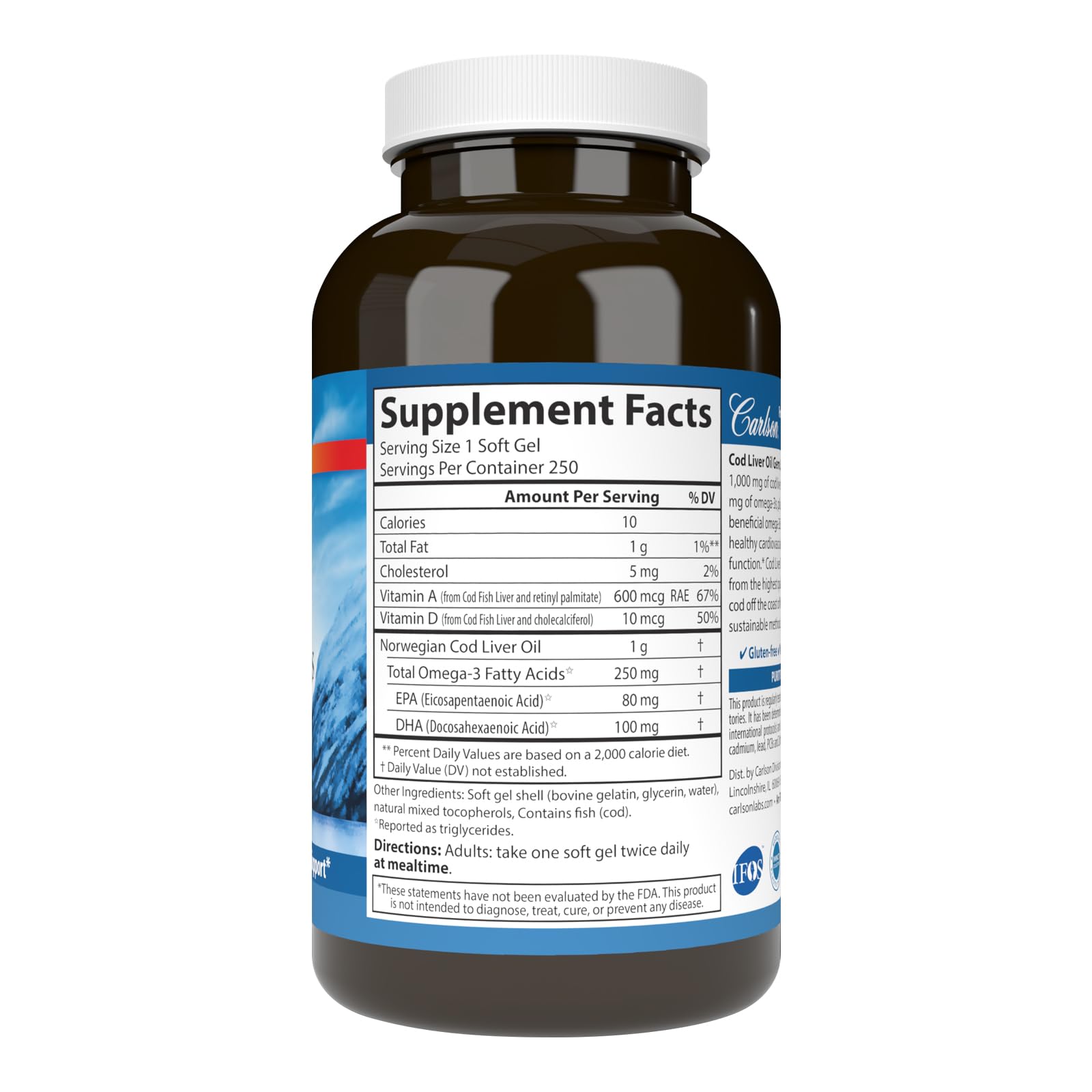 Carlson vitamine D3 400IU: gélules faciles à prendre au quotidien.