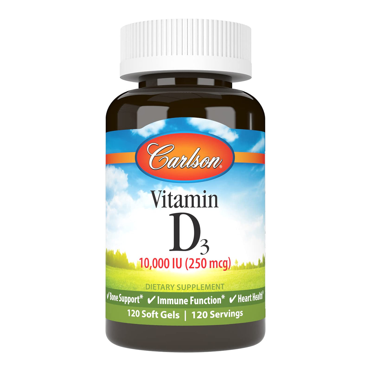 Carlson Vitamine D3 - bouteille: soutien des os et immunité au quotidien.