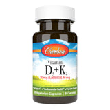 Carlson vitamine D3 K2, bouteille de capsules, soutien potentiel pour des os solides