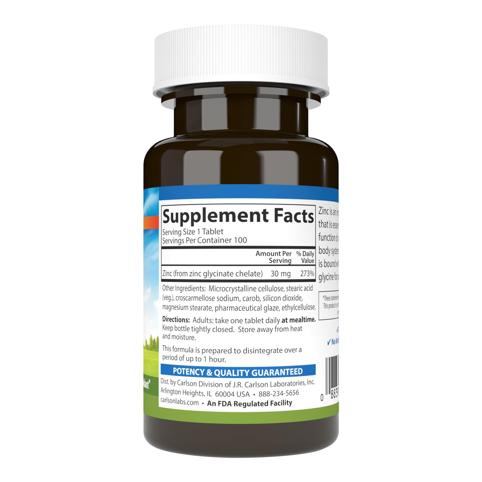 Carlson zinc chelate gélules: format pratique pour l'apport quotidien.