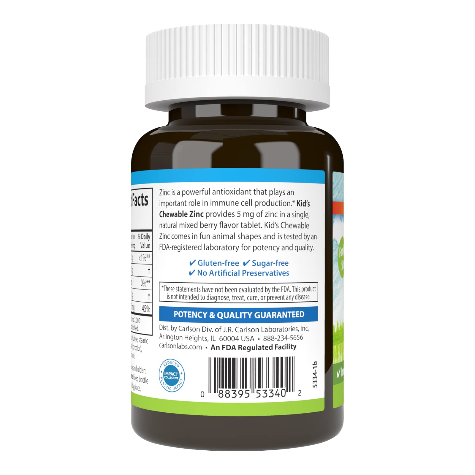 Carlson zinc enfant - comprimé à mâcher 5 mg, dosage pratique.