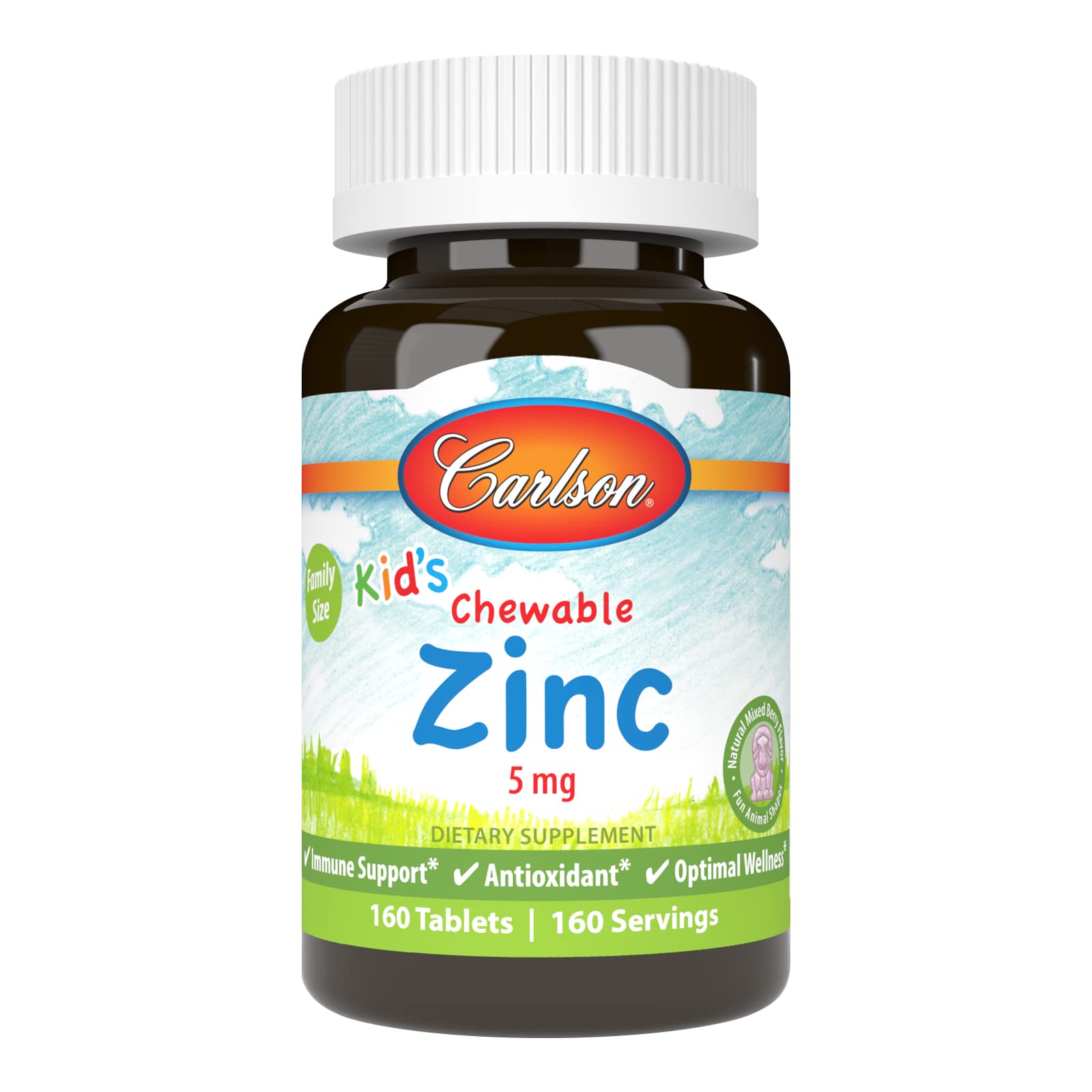 Carlson zinc enfant - comprimé à mâcher en forme d animal, soutien immunitaire potentiel.