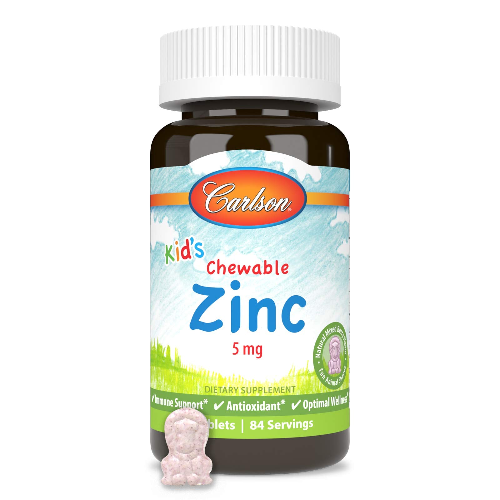 Carlson zinc enfant gommes saveur fruits, prise facile après l école